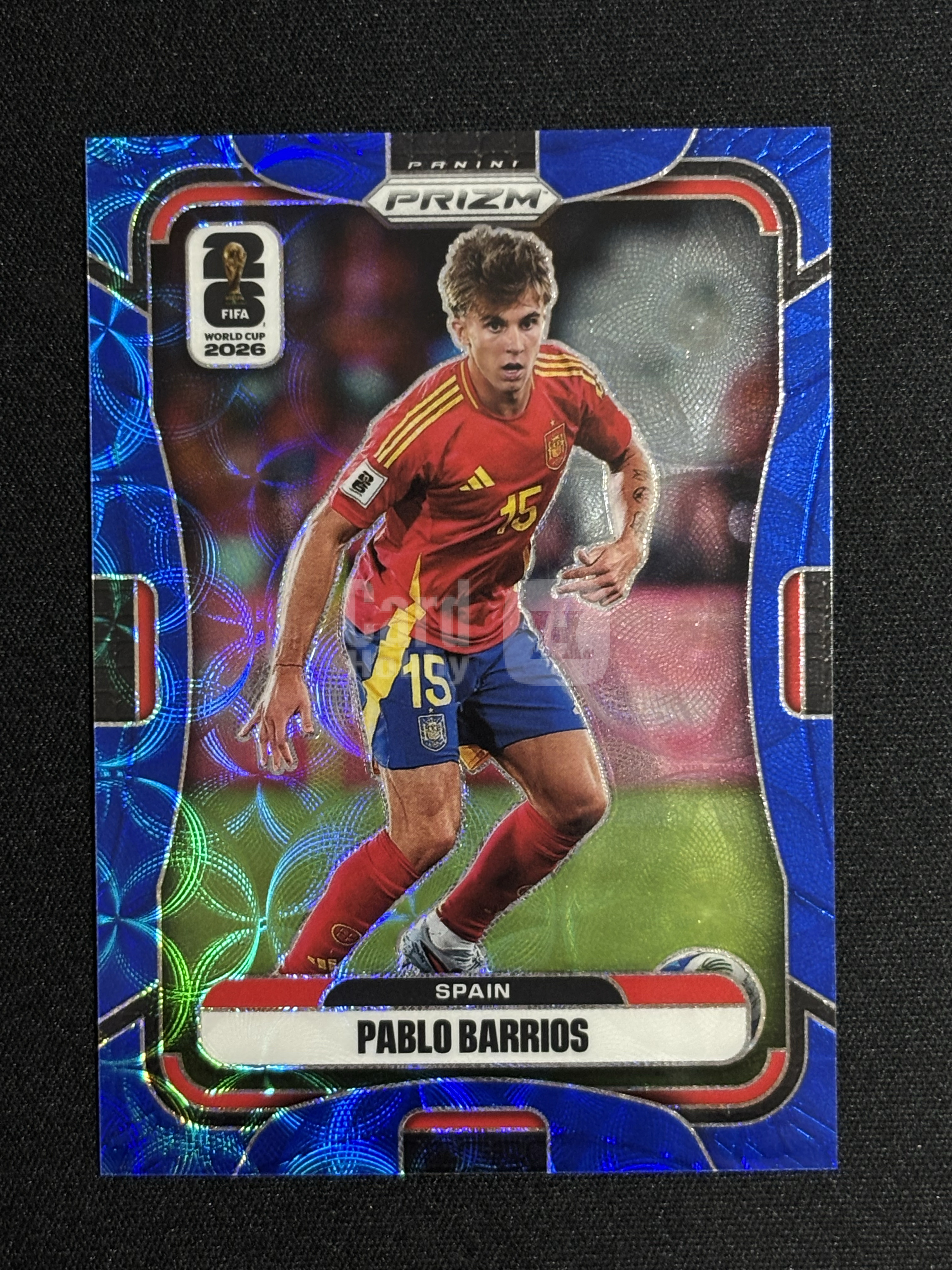 2026 Panini Prizm World Cup Pablo Barrios FIFA 世界杯 西班牙 巴勃罗 巴里奥斯 蓝圈圈折 /38编 瑕疵如图 - 红豆