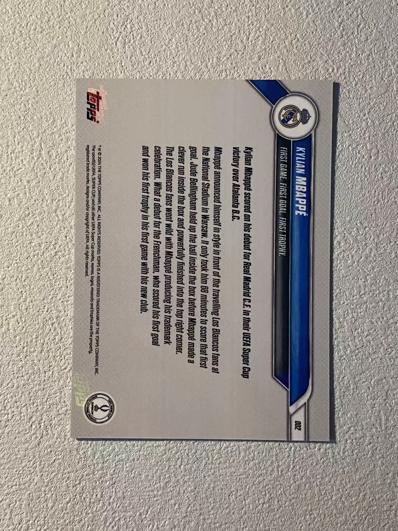 2024 Topps now Kylian Mbappe 欧冠now 时刻 皇马 姆巴佩 姆总 皇马首秀 欧洲超级杯首粒进球 首冠 收藏必备