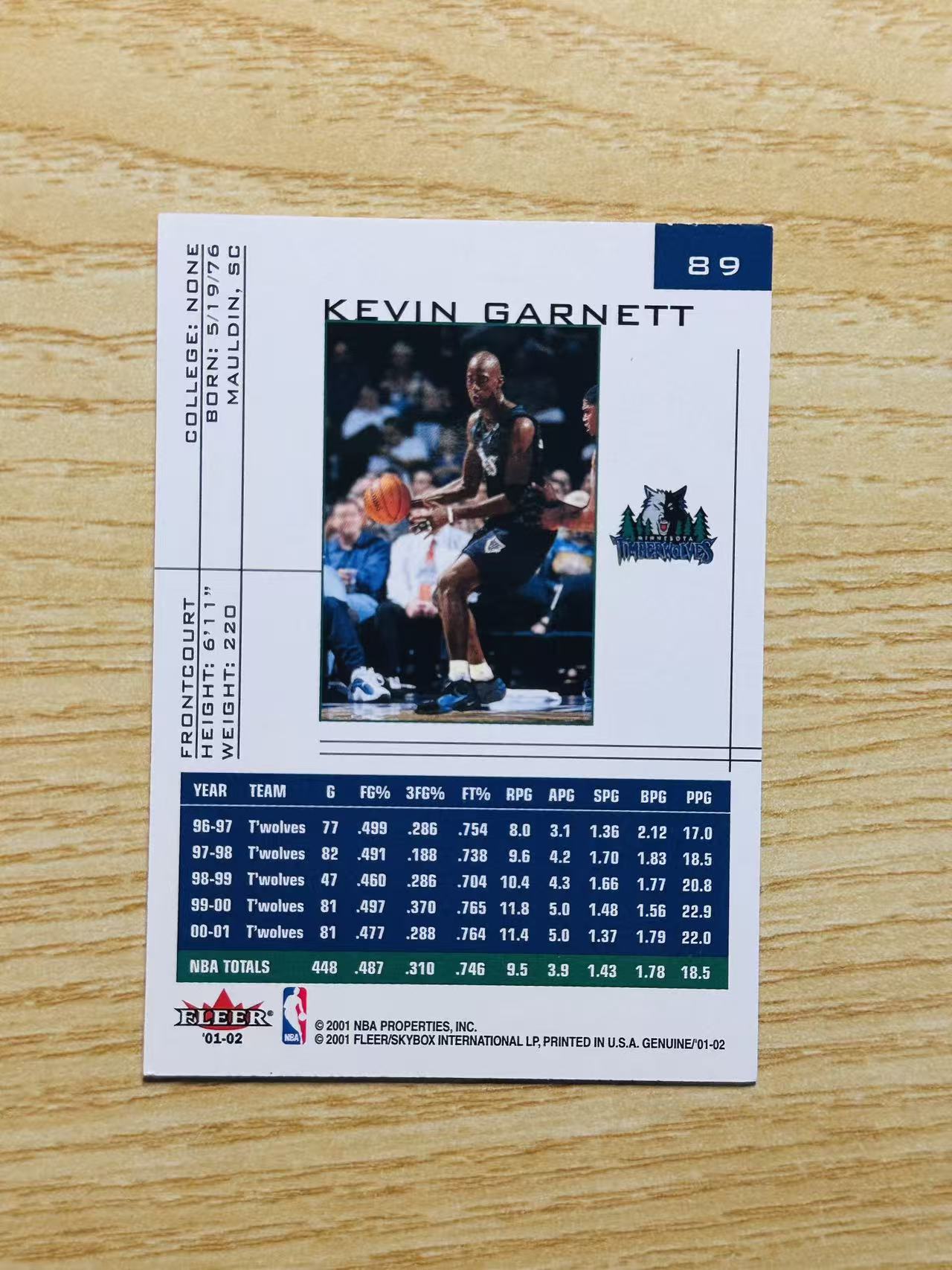 2001-02 Fleer nba Kevin Garnett 嘿嘿代卖 凯文 加内特 折射 狼王 森林狼 KG 老卡 老特 收藏必备