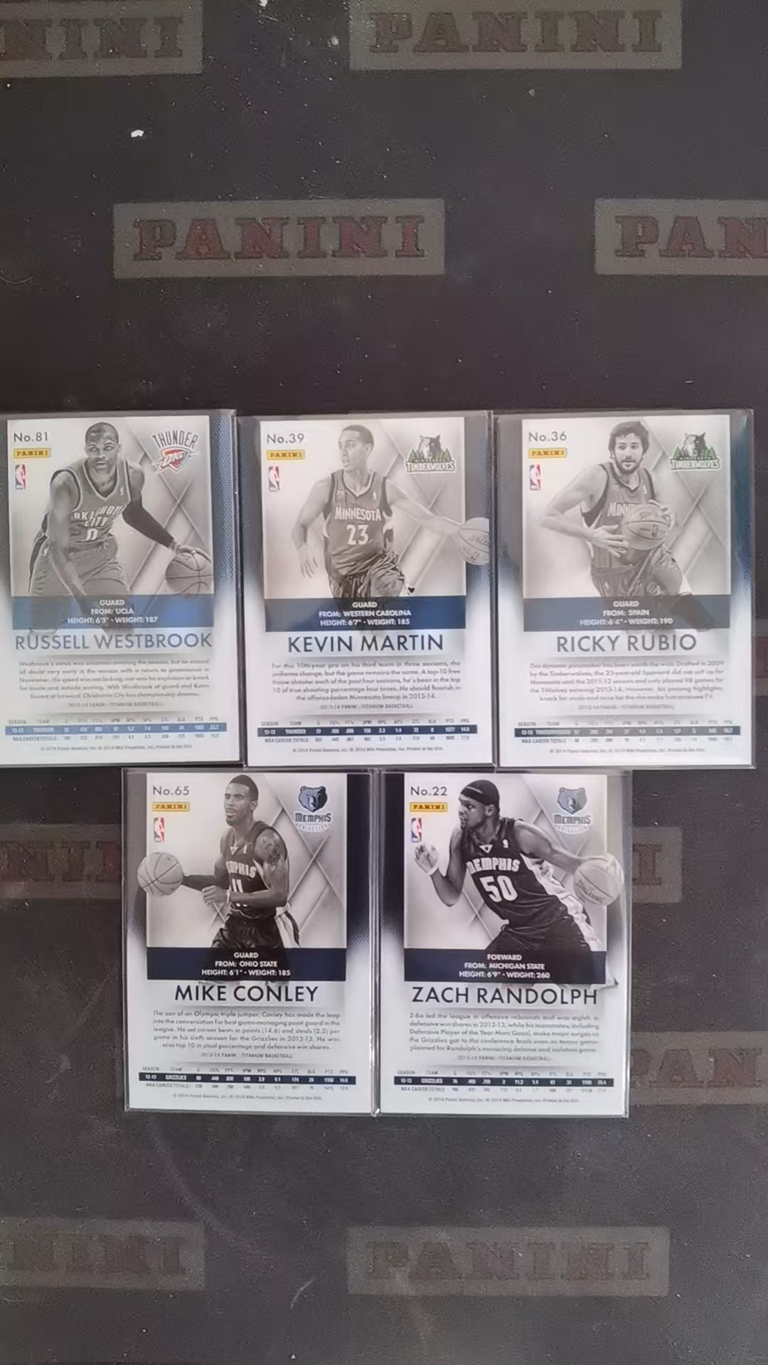 【DLDL拍卖】2013-14 PANINI-TITANIUM BASKETBALL 凯文・马丁,拉塞尔・威斯布鲁克,里基・卢比奥,迈克・康利,扎克・兰多夫【卡边角表面见图】