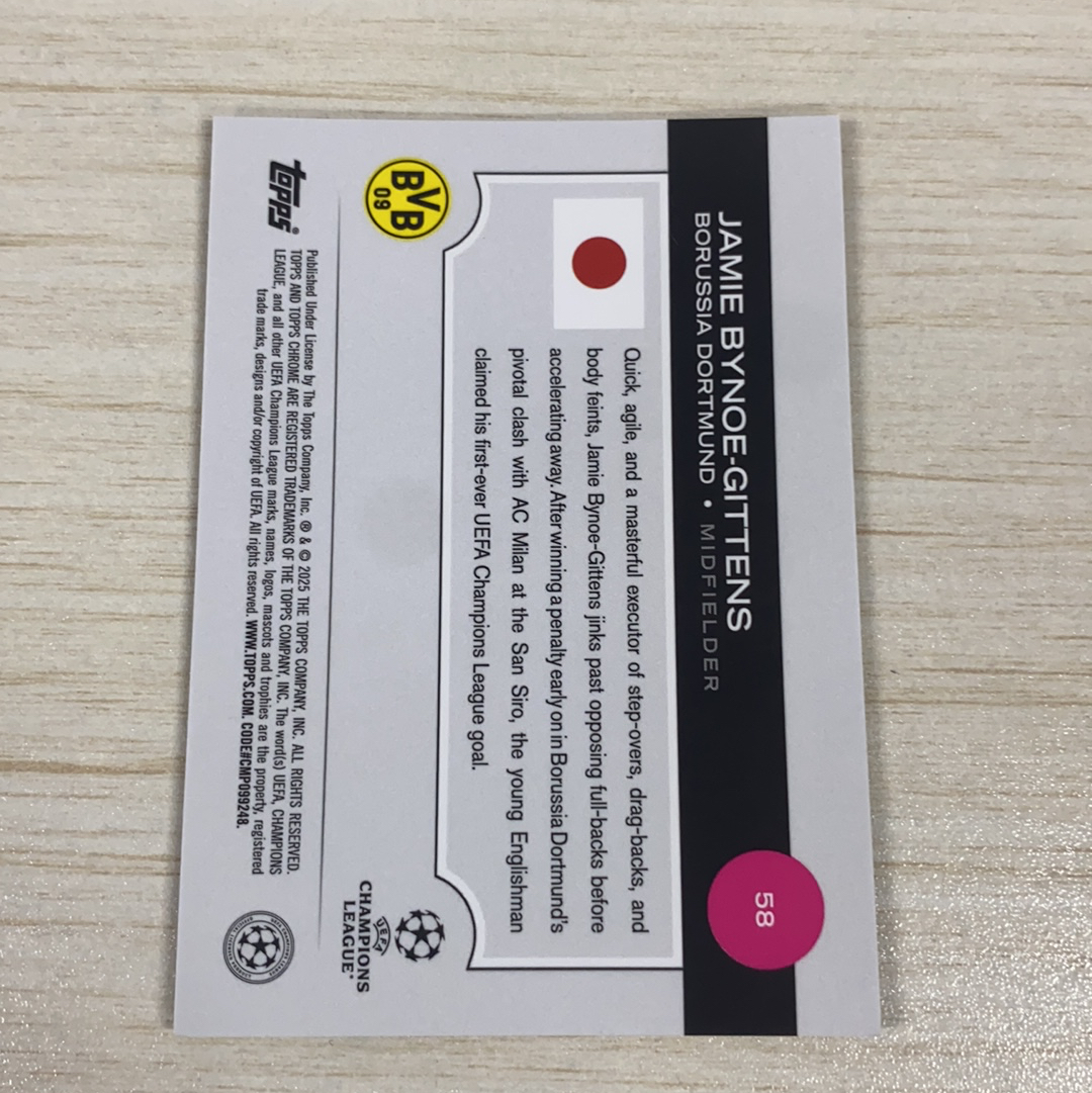 【小牛代拍】2024-25 Topps Chrome 日版 樱花 Japan Edition Jamie Bynoe-Gittens 50编 金折 金mojo 多特蒙德 吉滕斯 卡品如图(威哥)