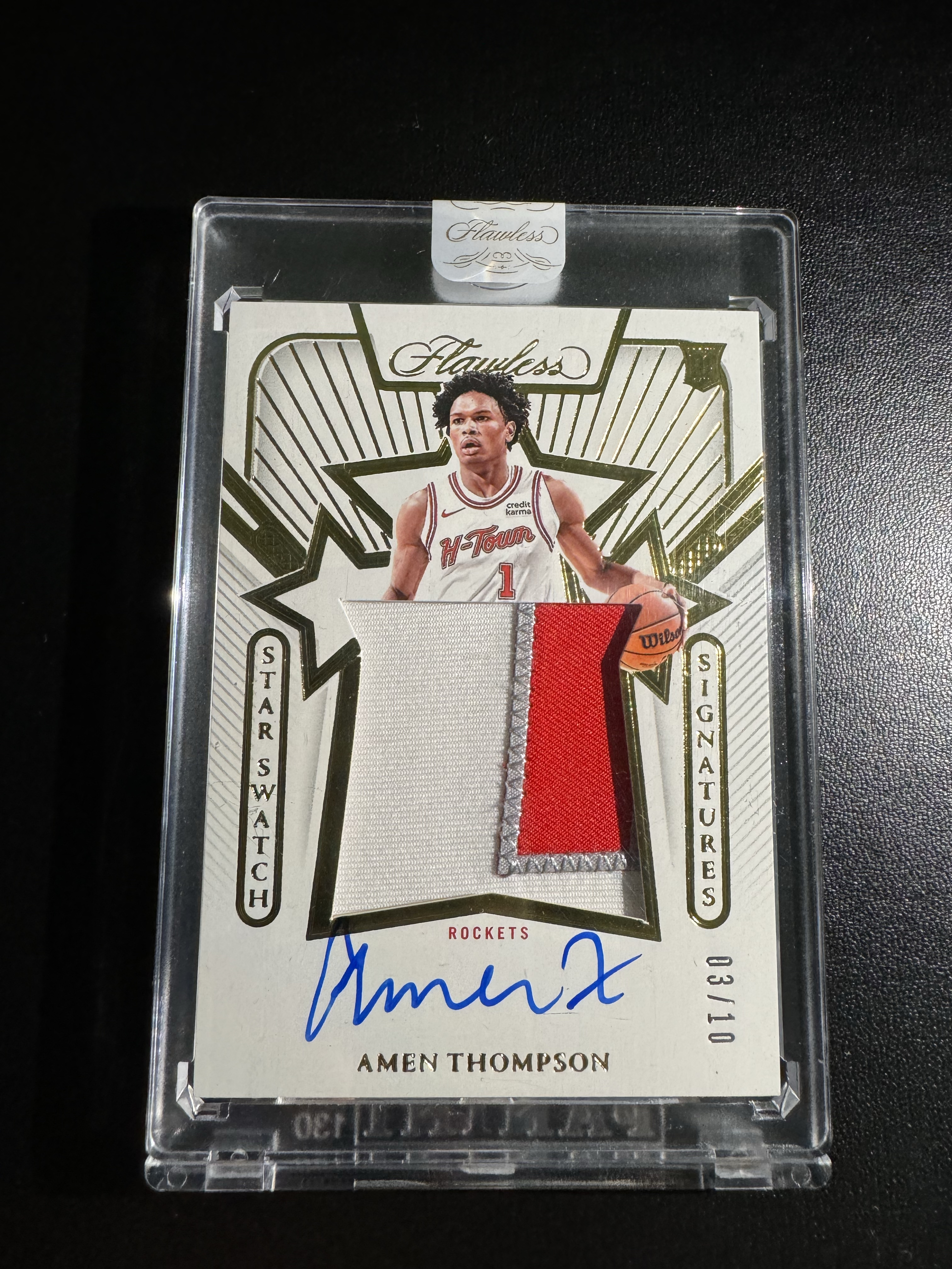2023-24 Panini Flawless Amen Thompson RC 手提 火箭 新秀 阿门 汤普森 SSS RPA 金 星星签 10编 唯一新秀GU落场系列 目前全网唯一一张 砖瑕如图