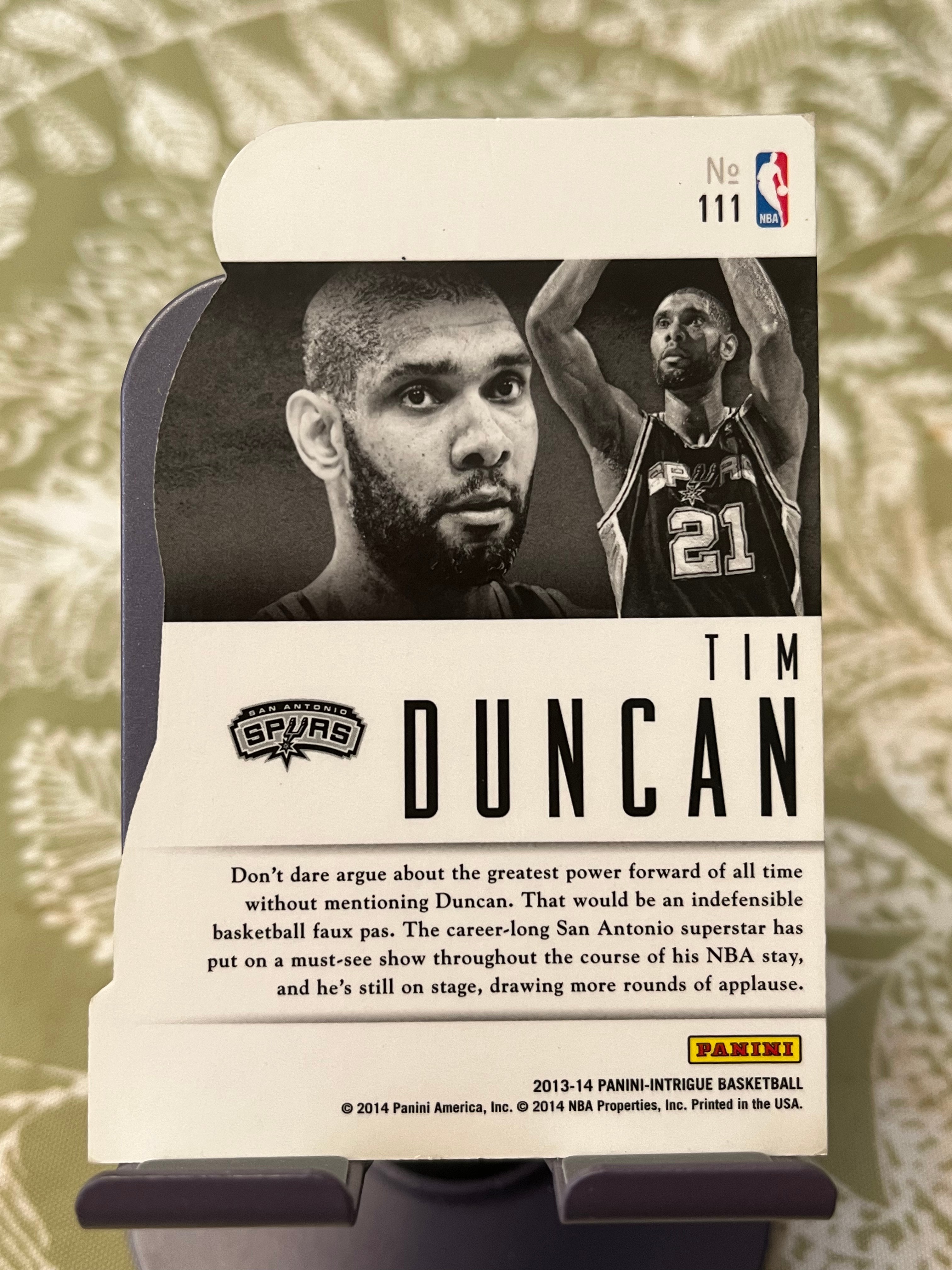 2013-14 Panini Intrigue Tim Duncan 蒂姆 邓肯 石佛 马刺【折射 银色背景 异形切割 凑套必备 阴谋系列】【边角瑕疵如图 介意勿拍】#1205
