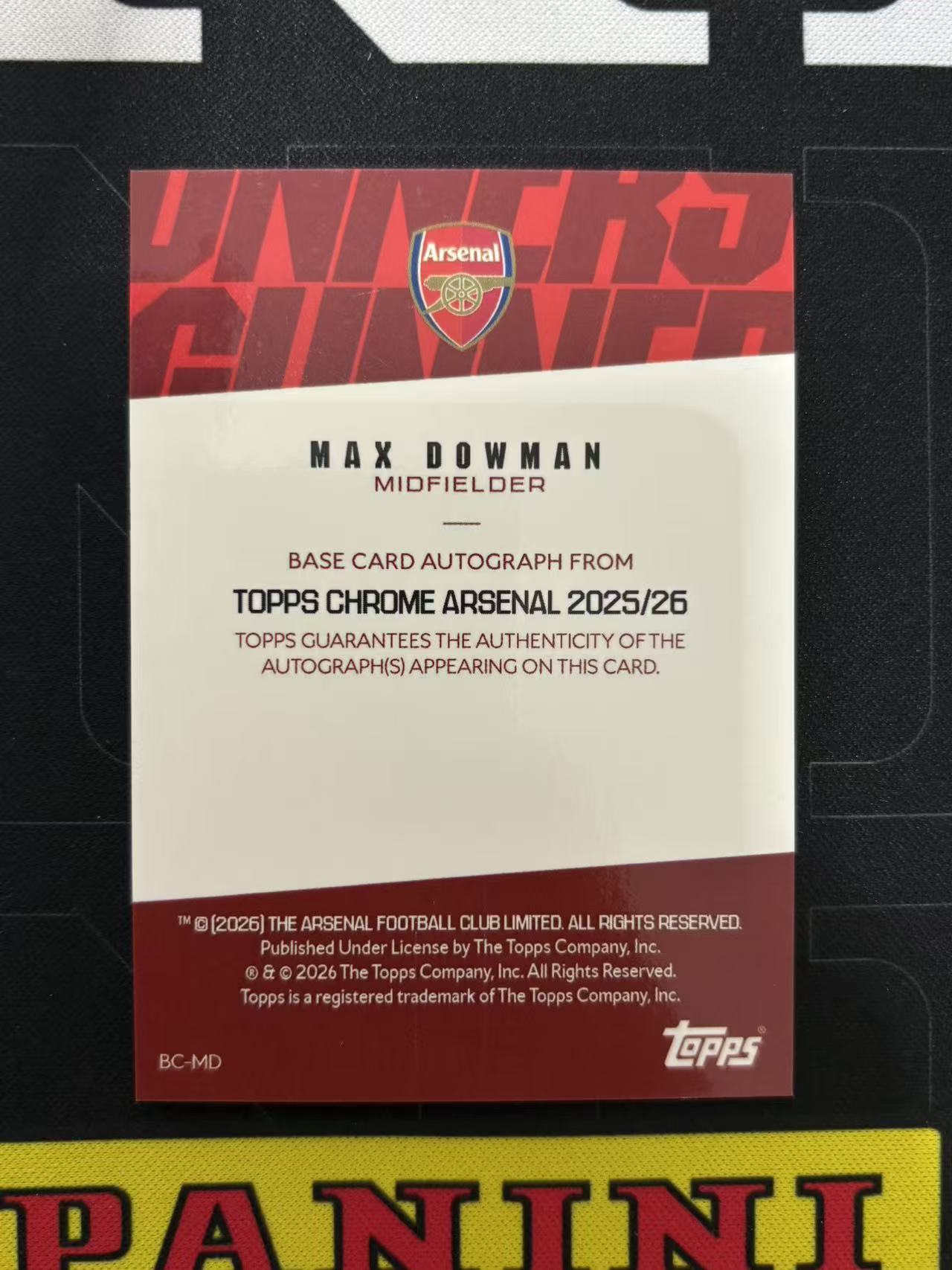 2026 Topps Chrome Max Dowman RC 新秀 阿森纳 队盒 马克斯 道曼 签字 75编 正紫折 英格兰 夺冠年