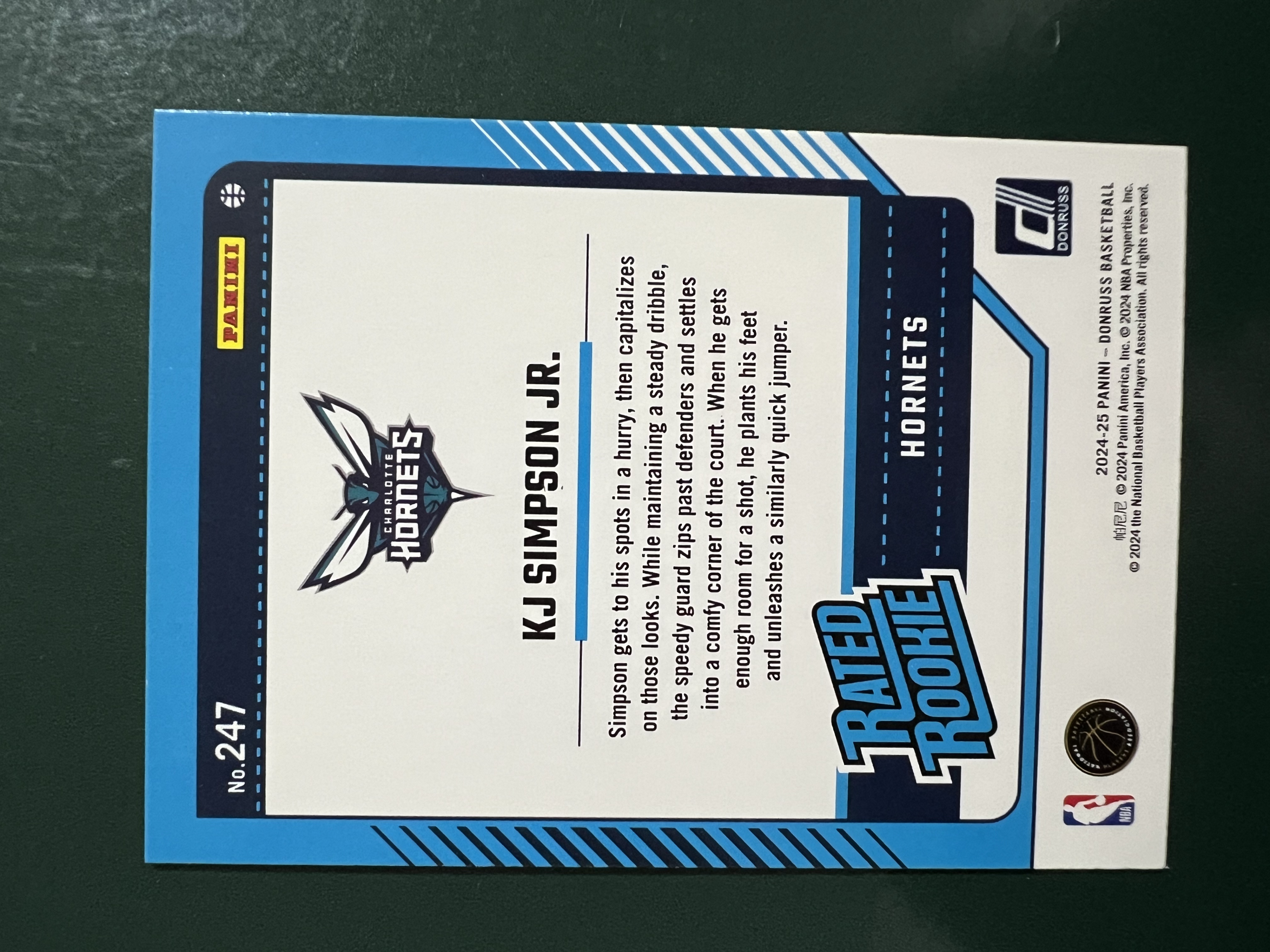 2024-25 Panini Donruss KJ Simpson 杜蕾斯系列 KJ·辛普森 夏洛特黄蜂 mojo折 完美收藏 卡品如图