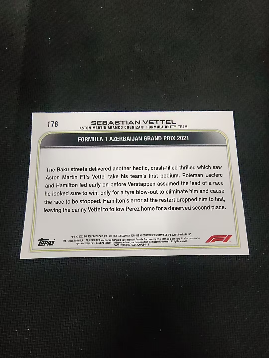 【汽水拍卖】2022 Topps Chrome F1 Sebastian Vettel 塞巴斯蒂安 维特尔 划痕 边角瑕疵 @178