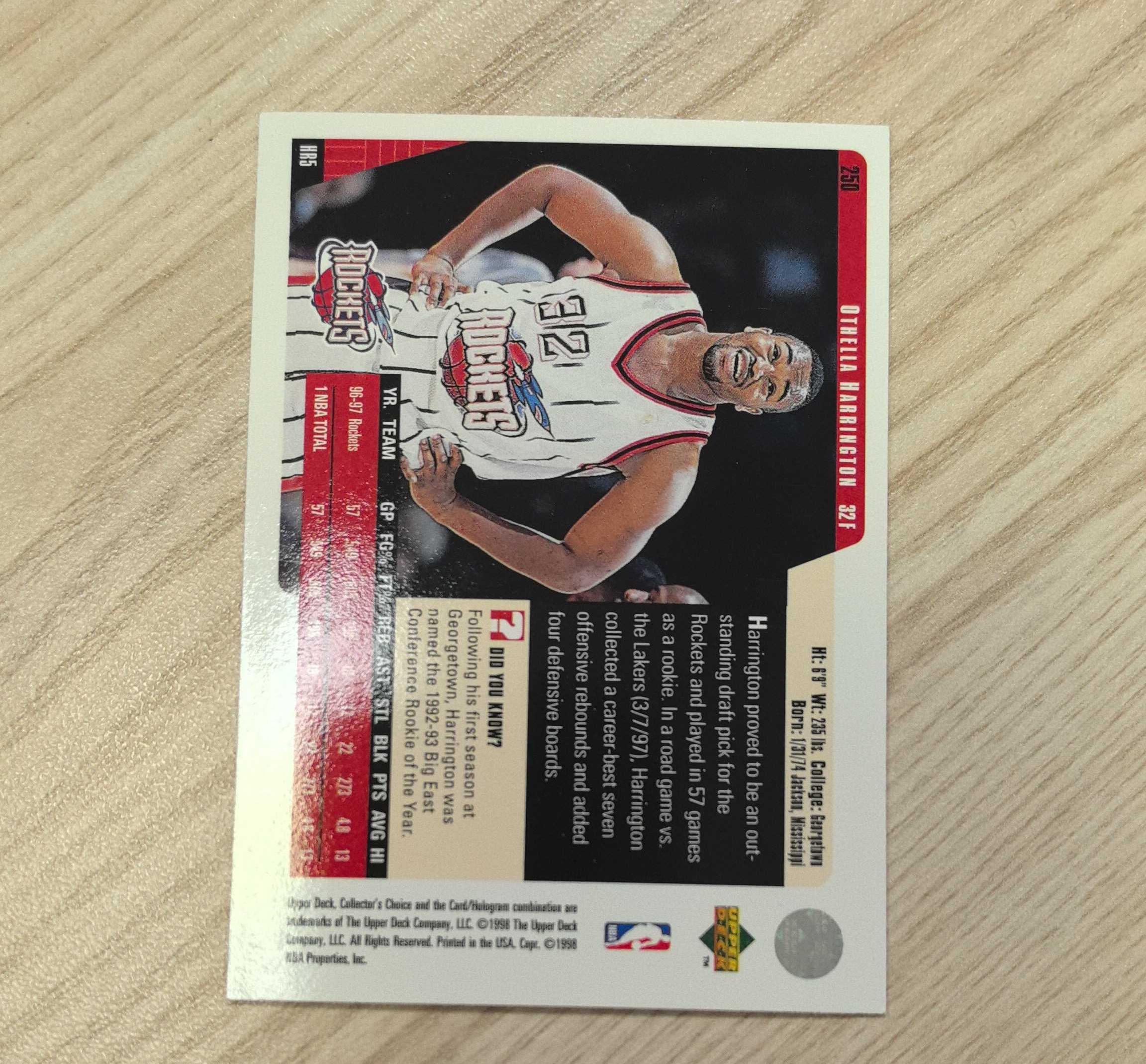 1997-98 Upper Deck Collector's Choice Othella Harrington 奥塞拉·哈灵顿 曾效力于火箭、灰熊、尼克斯、公牛和山猫五,曾被誉为“德州三侠”(弗朗西