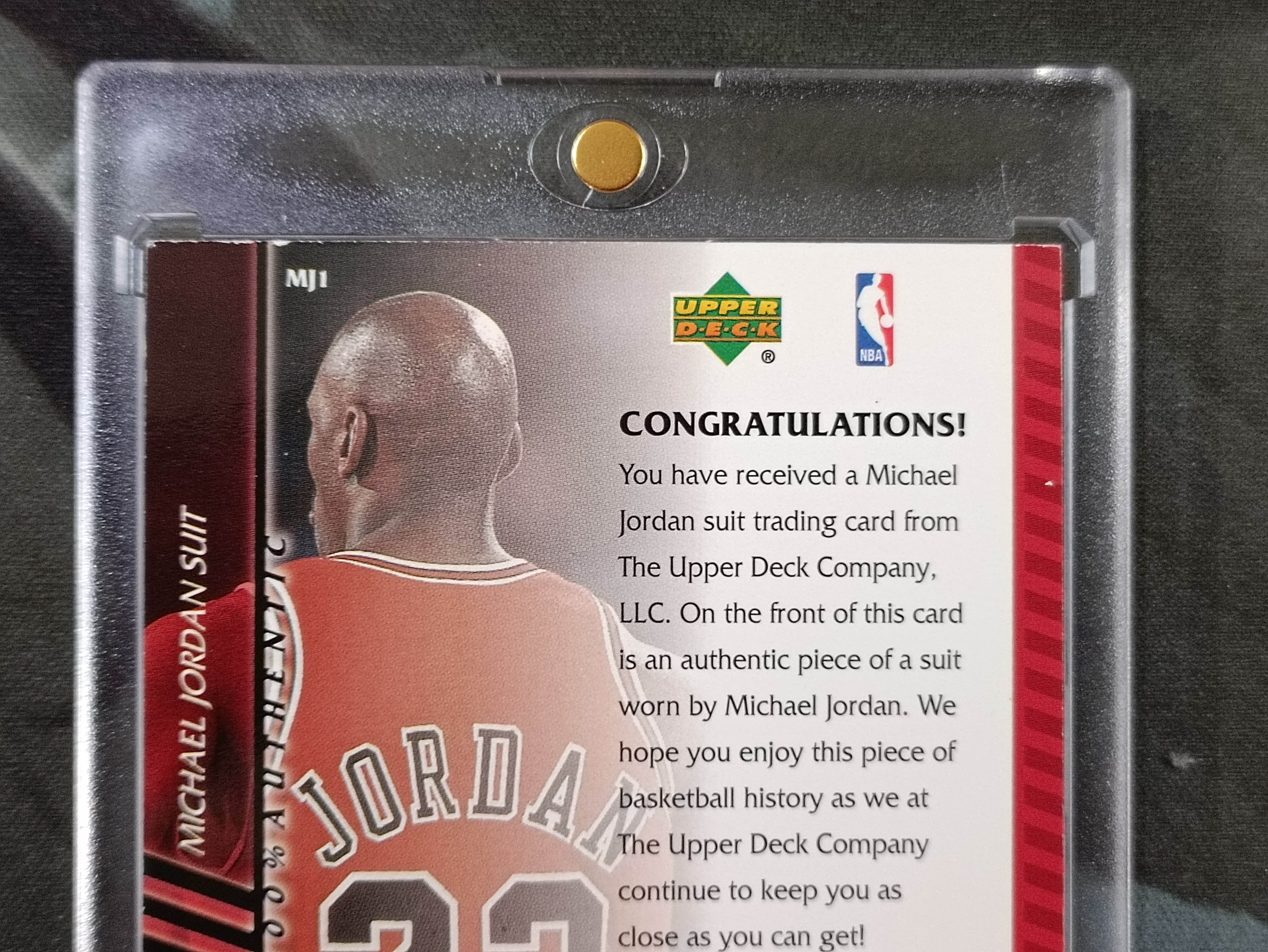 2000-01 Upper Deck MJ Materials Michael Jordan 迈克尔乔丹 MJ23 西装实物 SUIT 西服 大比例箱货 公牛(品见大图小瑕)《苏州卡通》J【XW】