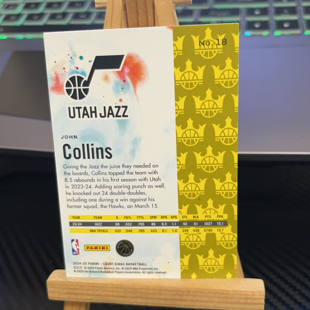 2024-25 Panini Court Kings John Collins 约翰 柯林斯 爵士 油画系列 卡品如图 凑图必备 值得收藏!免费代卖!