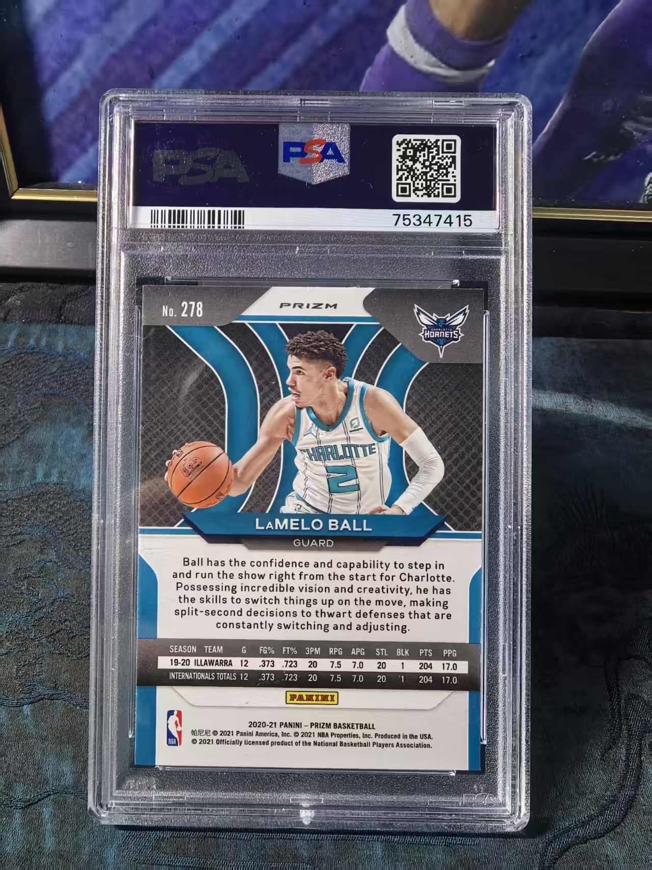 2020-21 Panini Prizm LaMelo Ball PZ 黄蜂 新秀RC 拉梅洛 鲍尔 三球 正新秀 银折 折射 PSA8分 评级 收藏必备 狗夏