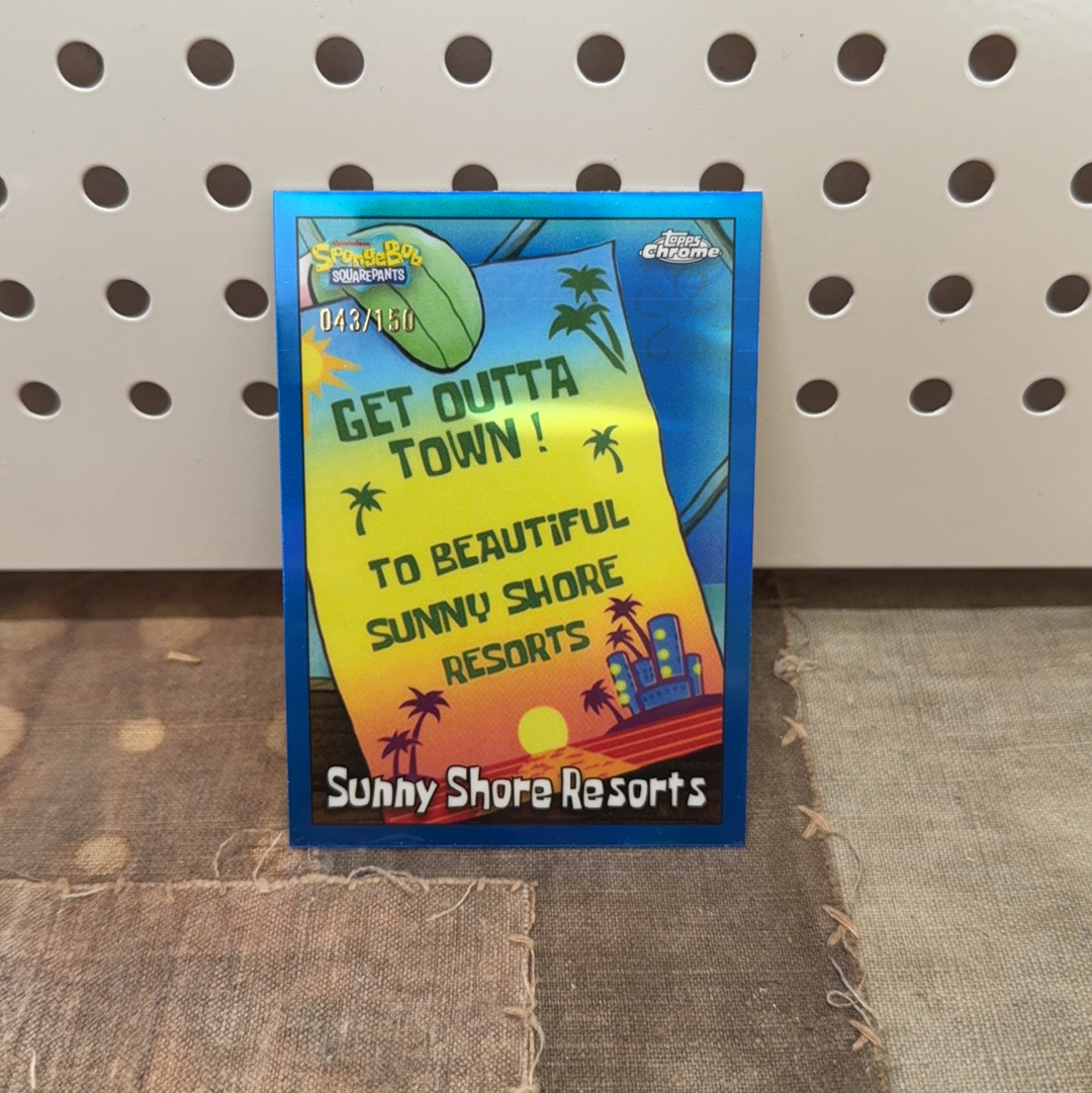 2025 Topps Chrome SpongeBob 25th 海绵宝宝 25周年 蓝折 043/150 编 Sunny Shore Resorts #150 有印刷线
