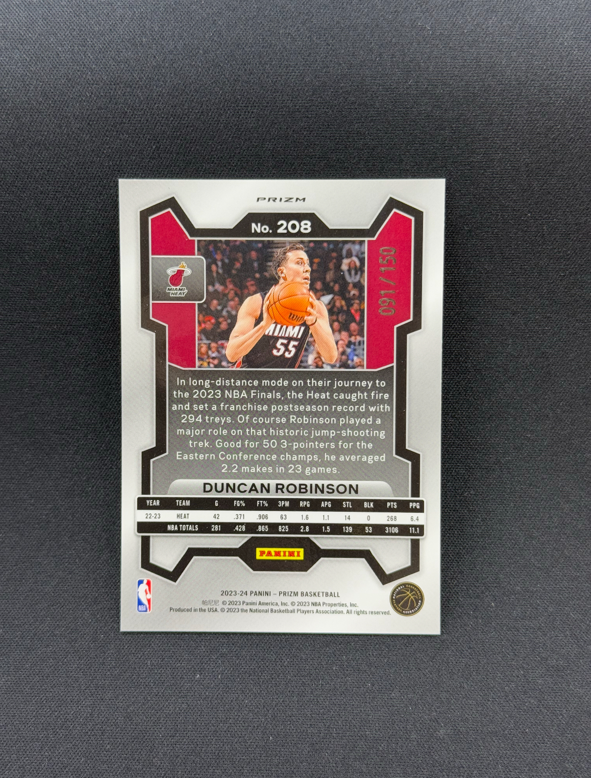2023-24 Panini Prizm Duncan Robinson 【小贝代拍】NBA Pz 热火 邓肯 鲁宾逊 蓝泡泡折 150编 卡品如图 拍前看描述 XNP