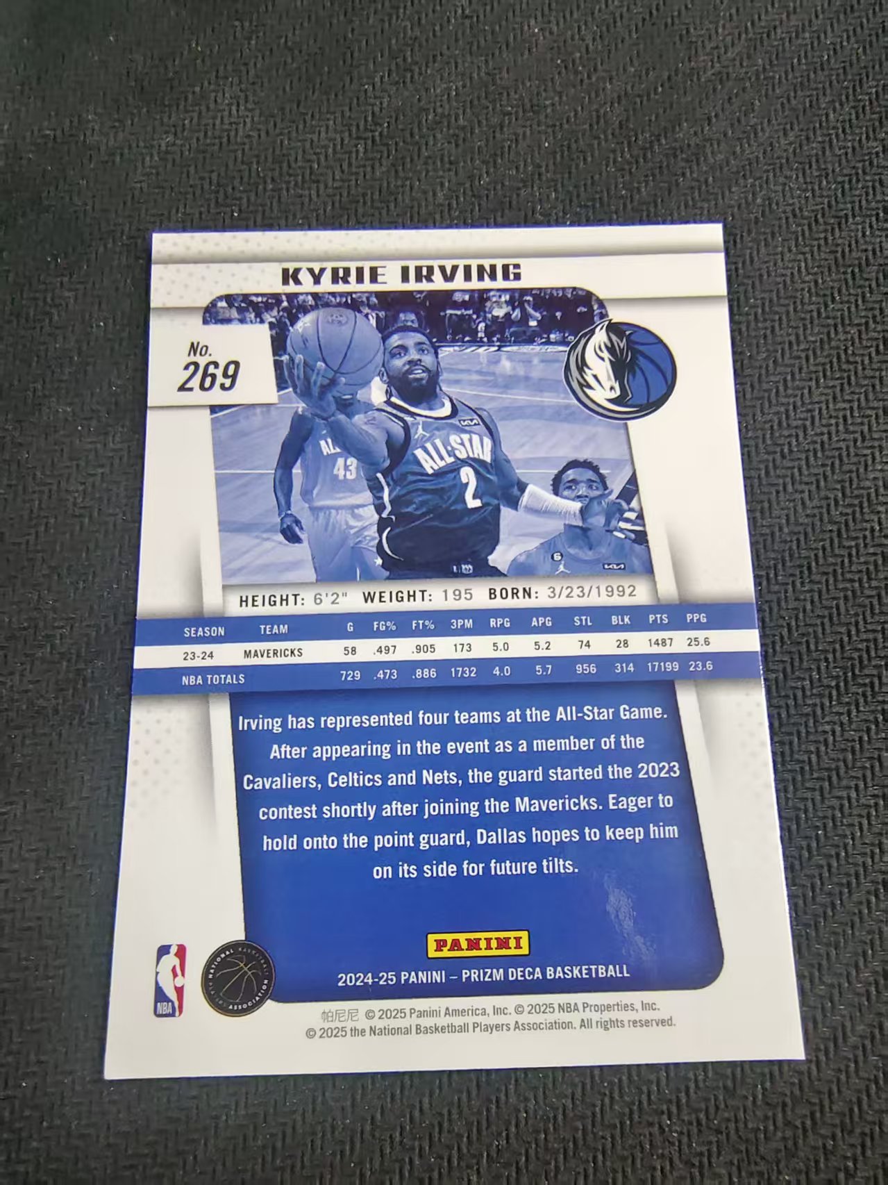 【可合并,不累计】2024-25 Panini Prizm deca Kyrie Irving 独行侠 凯里欧文 元年复刻 PZ 划痕 边角瑕疵 #269