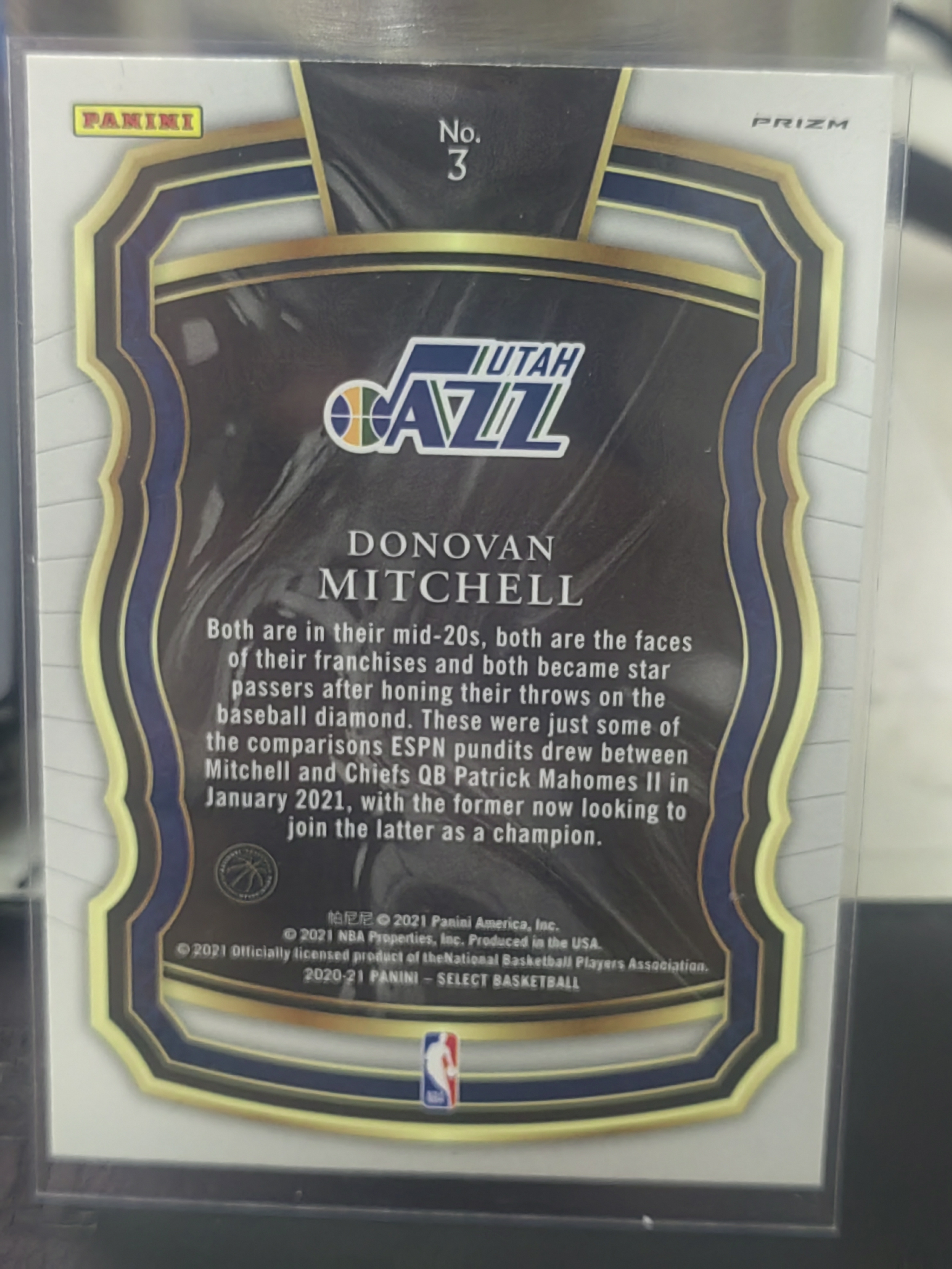 2020-21 Panini Select Donovan Mitchell Select 蓝shimmer 多诺万 米切尔 爵士 SELECT COMPANY 篮 白边白角 不保卡品 卡品如图