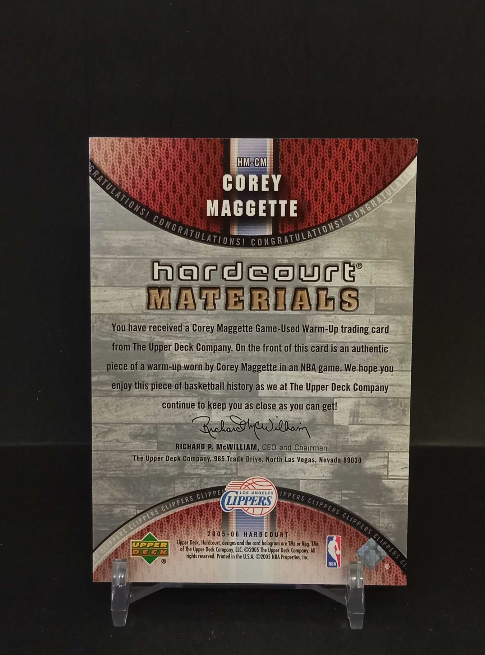 【DC拍卖】7.20CR7 04-05 Upper Deck Hardcourt Corey Maggette 科里马盖蒂 快船比赛热身服实物球星卡 HM-CM 正反面实拍