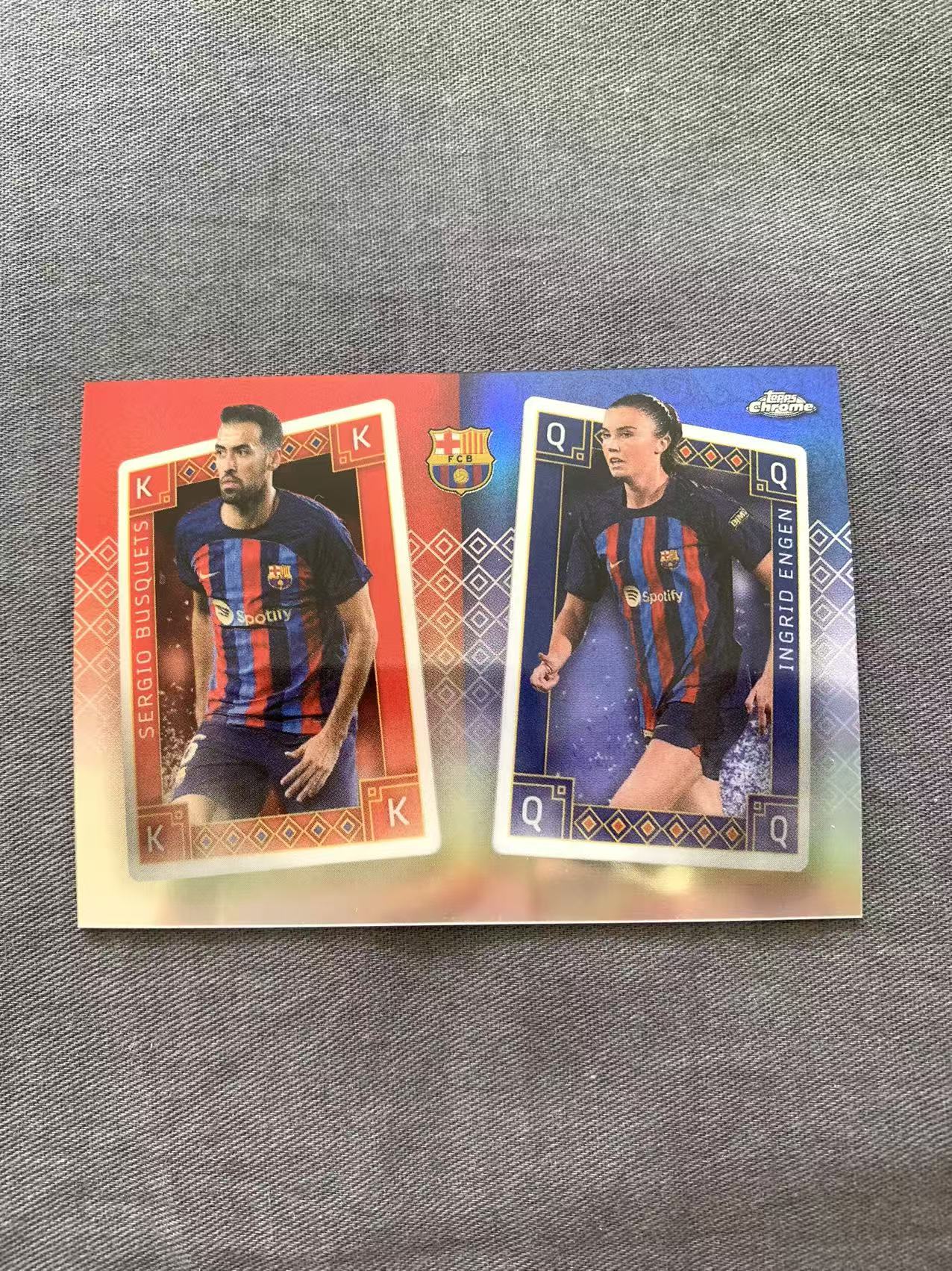 2023 Topps Chrome Sergio Busquets 欧冠 TC 巴萨 巴塞罗那 西班牙 布教授 布斯克茨银 折 挪威 女足 恩根  双人 扑克特卡中场核心 欧冠冠军 专收必备 戴戴