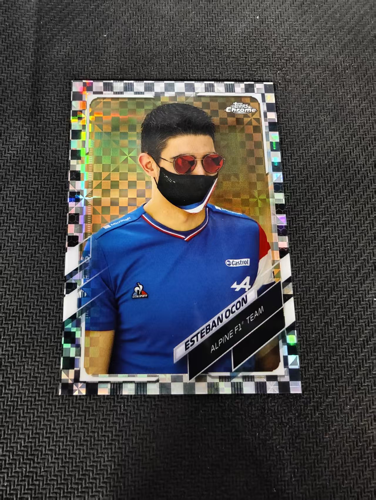 【汽水拍卖】2021 Topps Chrome Esteban Ocon 埃斯特班 奥康 F1 黑白棋盘折 黑白格子折 划痕 边角瑕疵 #31