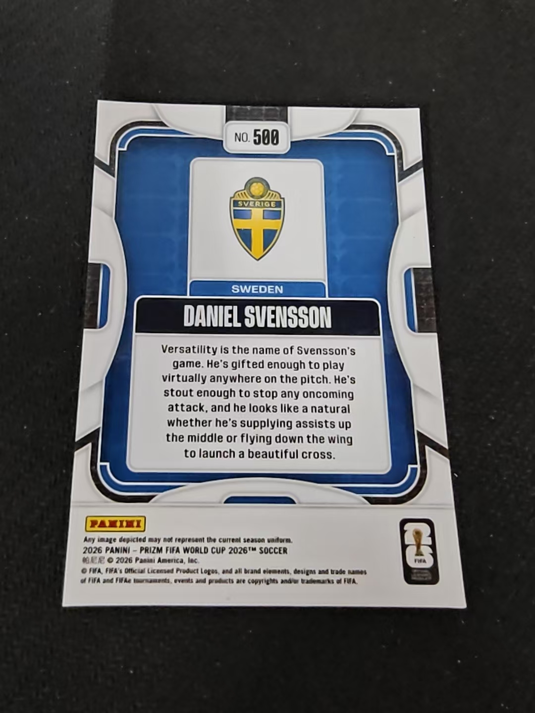 2026 Panini World Cup Prizm Daniel Svensson RC 丹尼尔 斯文松 多特蒙德 瑞典 新秀 PZ世界杯 划痕 边角瑕疵#500