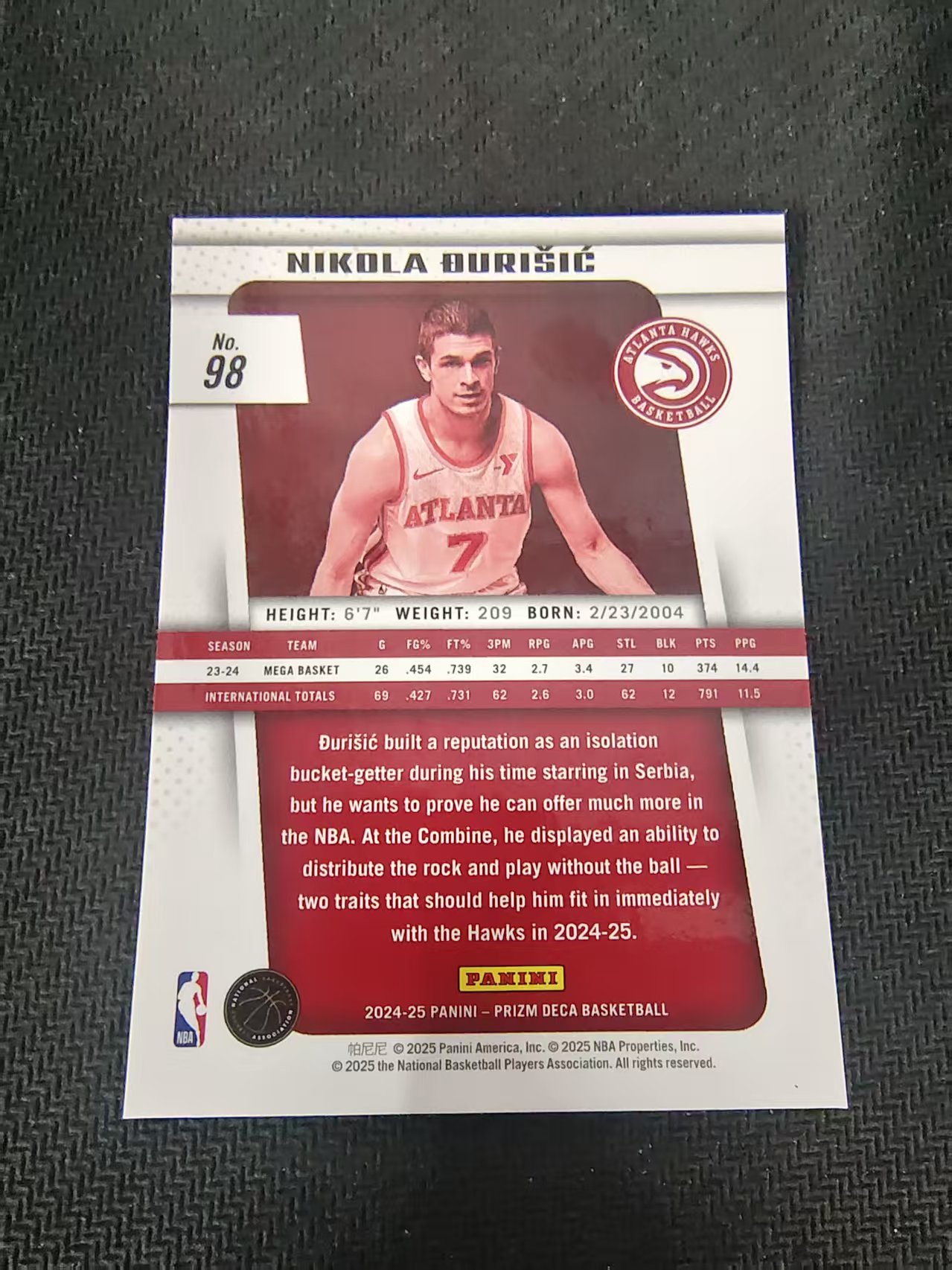【可合并,不累计】2024-25 panini Prizm deca nikola burisic 元年复刻 老鹰 尼古拉 布里西奇 RC 新秀 划痕 边角瑕疵 #98