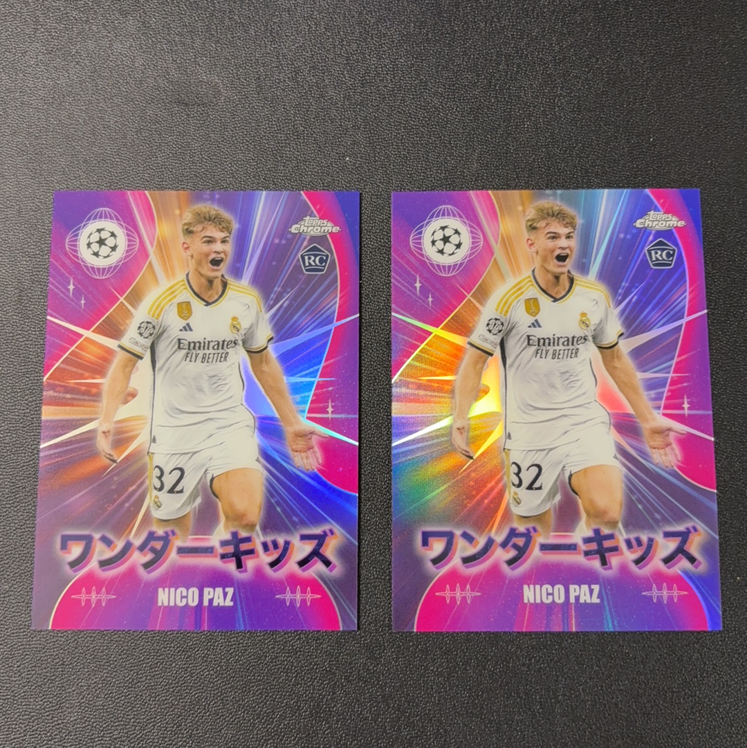 2024 Topps Chrome Nico Paz RC 欧冠 俩张打包 银折 尼科 帕斯 帕兹 RC 新秀 神奇小妖特卡 阿根廷 科莫 皇马 梅西 c罗 姆巴佩 未来可期