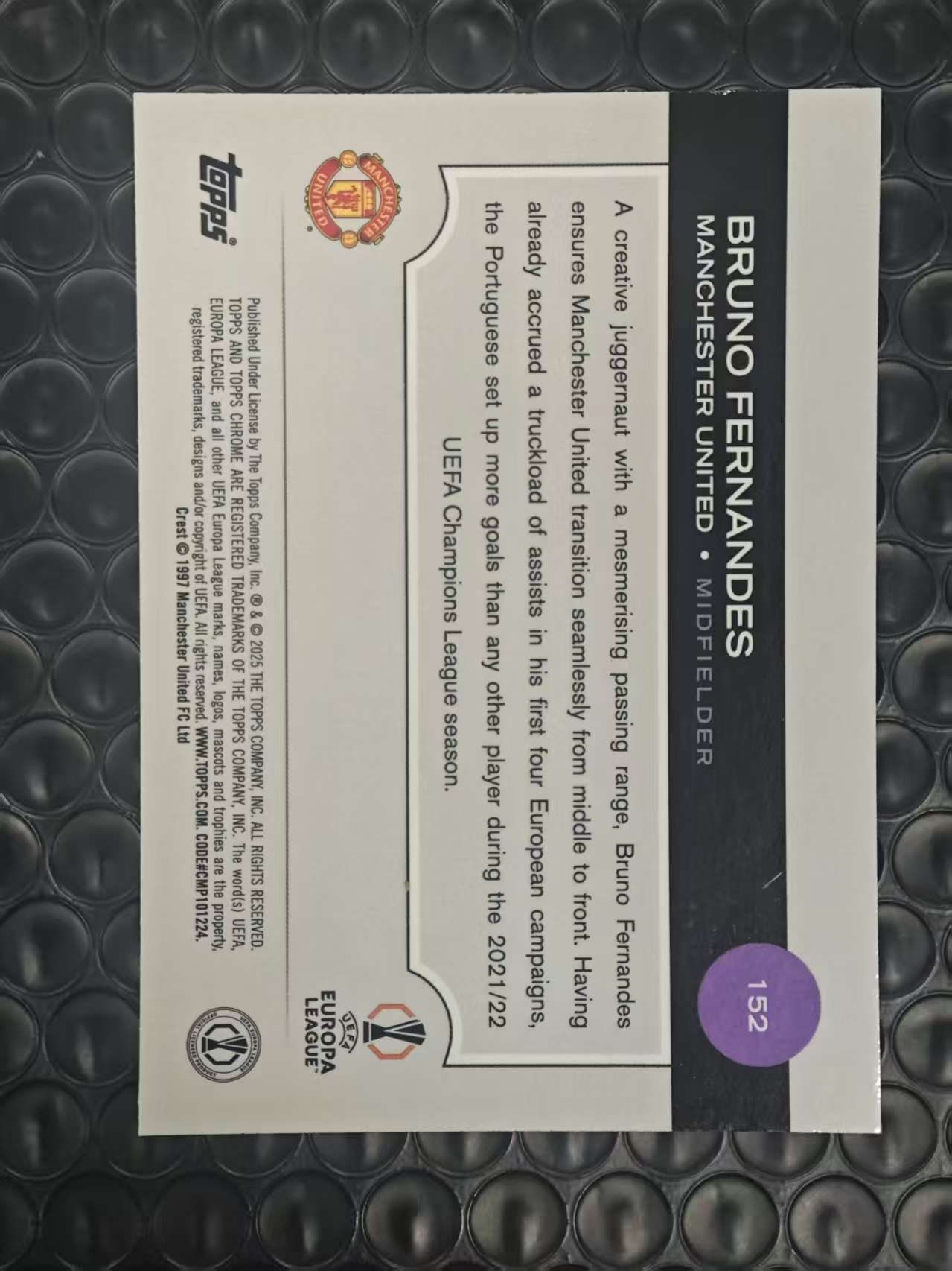 2025 Topps Chrome Bruno Fernandes 欧冠TC 曼联 葡萄牙 布鲁诺 费尔南德斯 B费 044/199编 青熔岩折 折射 微瑕 卡品如图【原地起飞卡社】MVP11.11