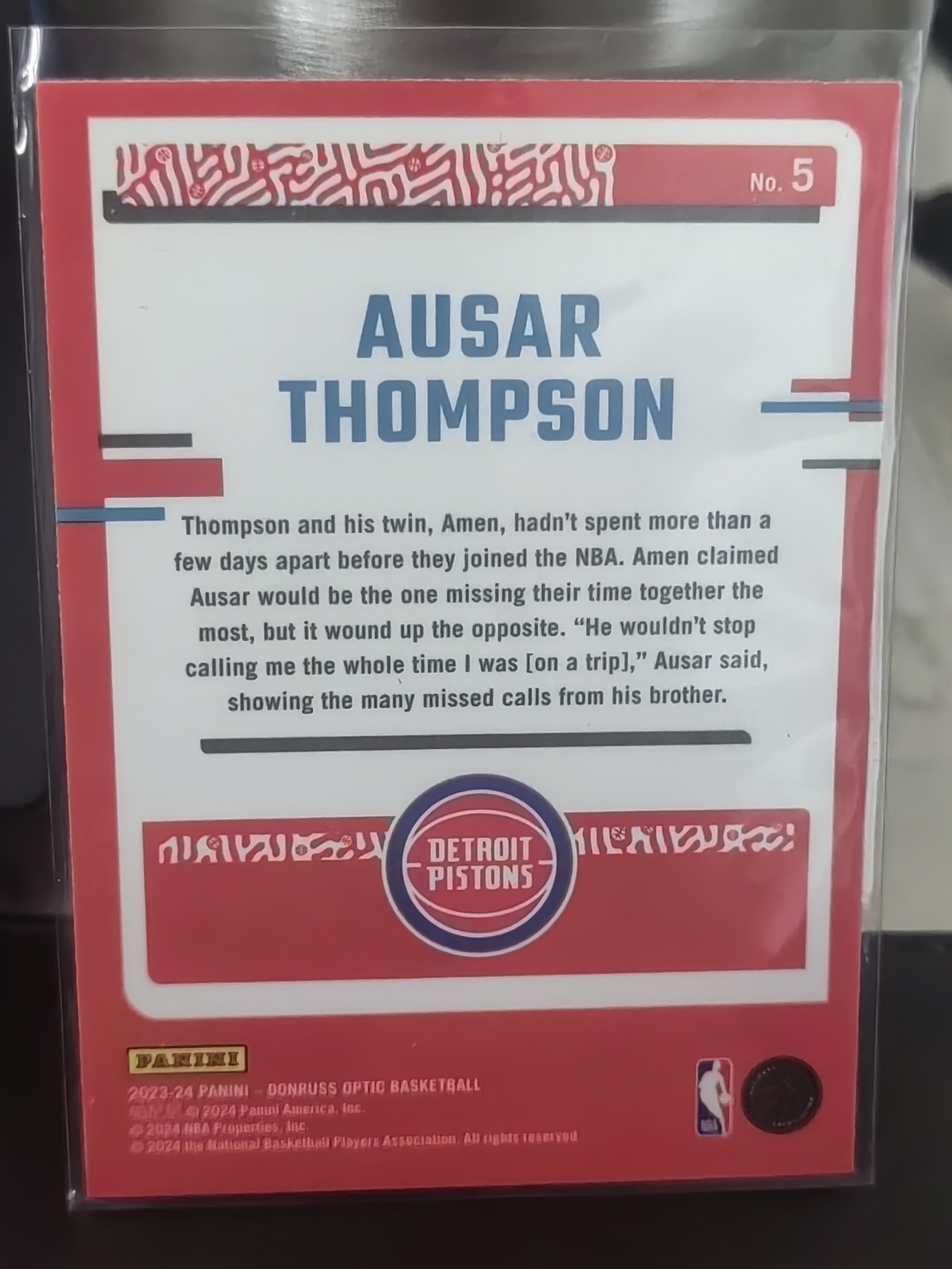 2023-24 Panini Donruss Optic Ausar Thompson RC OP 新秀 RC 奥萨尔 汤普森 活塞 进攻 篮 白边白角 不保卡品 卡品如图