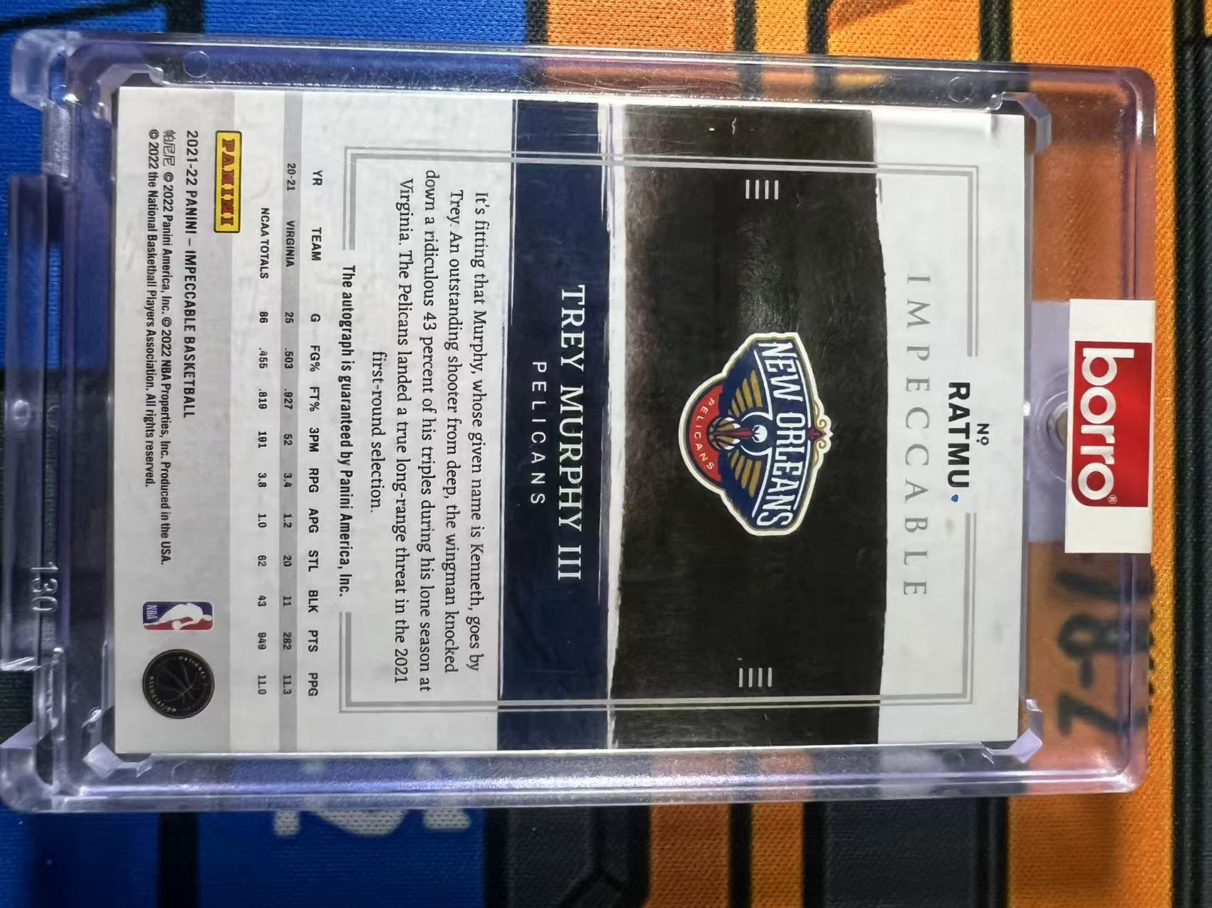 2021-22 Panini Impeccable Trey Murphy III RC 【特雷 墨菲三世 专卖】墨菲三世 小真金系列 卡签签字 11/88编 专收凑套 鹈鹕主将 卡品如图