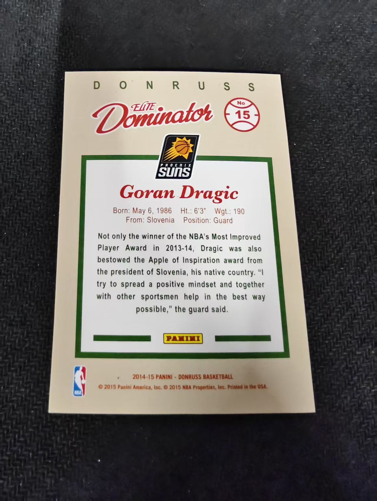 2014-15 panini Donruss goran dragic 杜蕾斯 太阳 戈兰 德拉季奇 绿格子折 999编 划痕 边角瑕疵