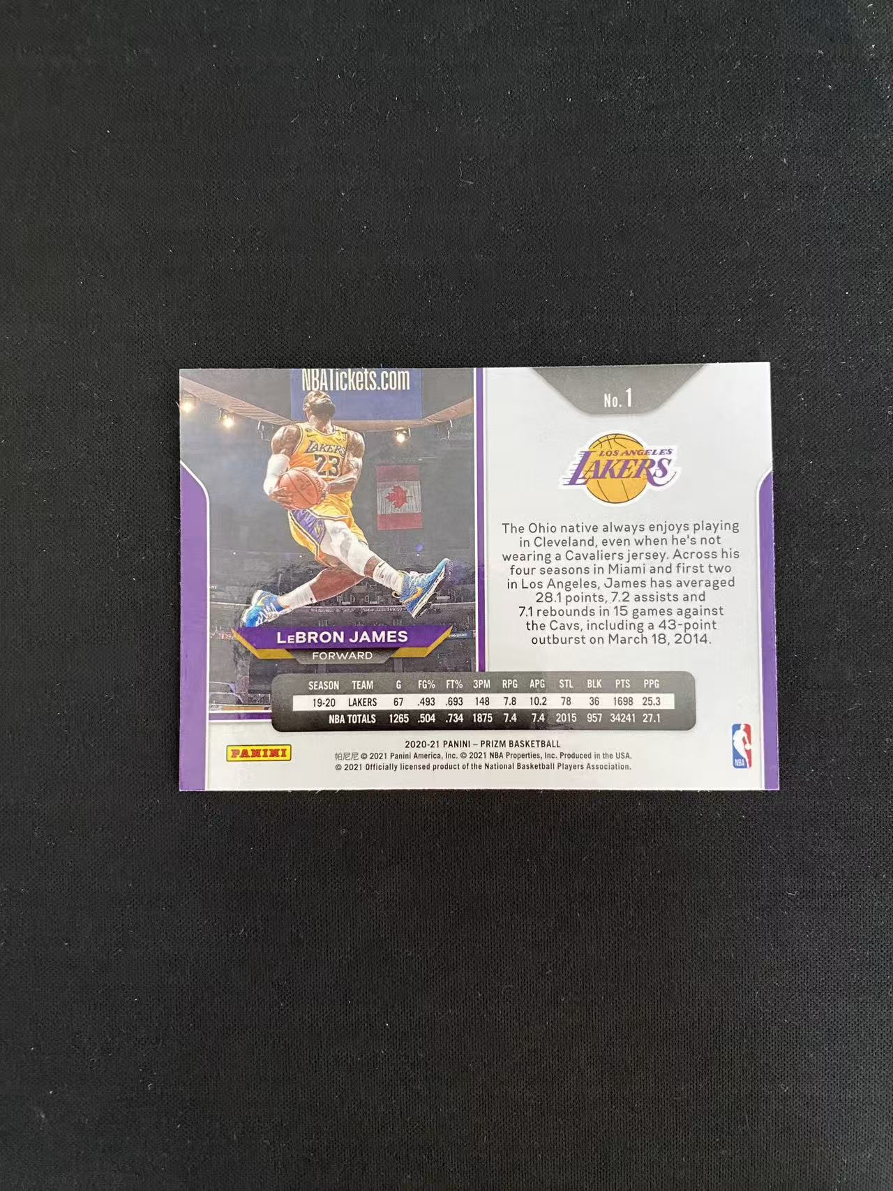 2020-21 Panini Prizm LeBron James 湖人 勒布朗詹姆斯 base 剪刀脚 剪刀腿【king#2】瑕疵如图