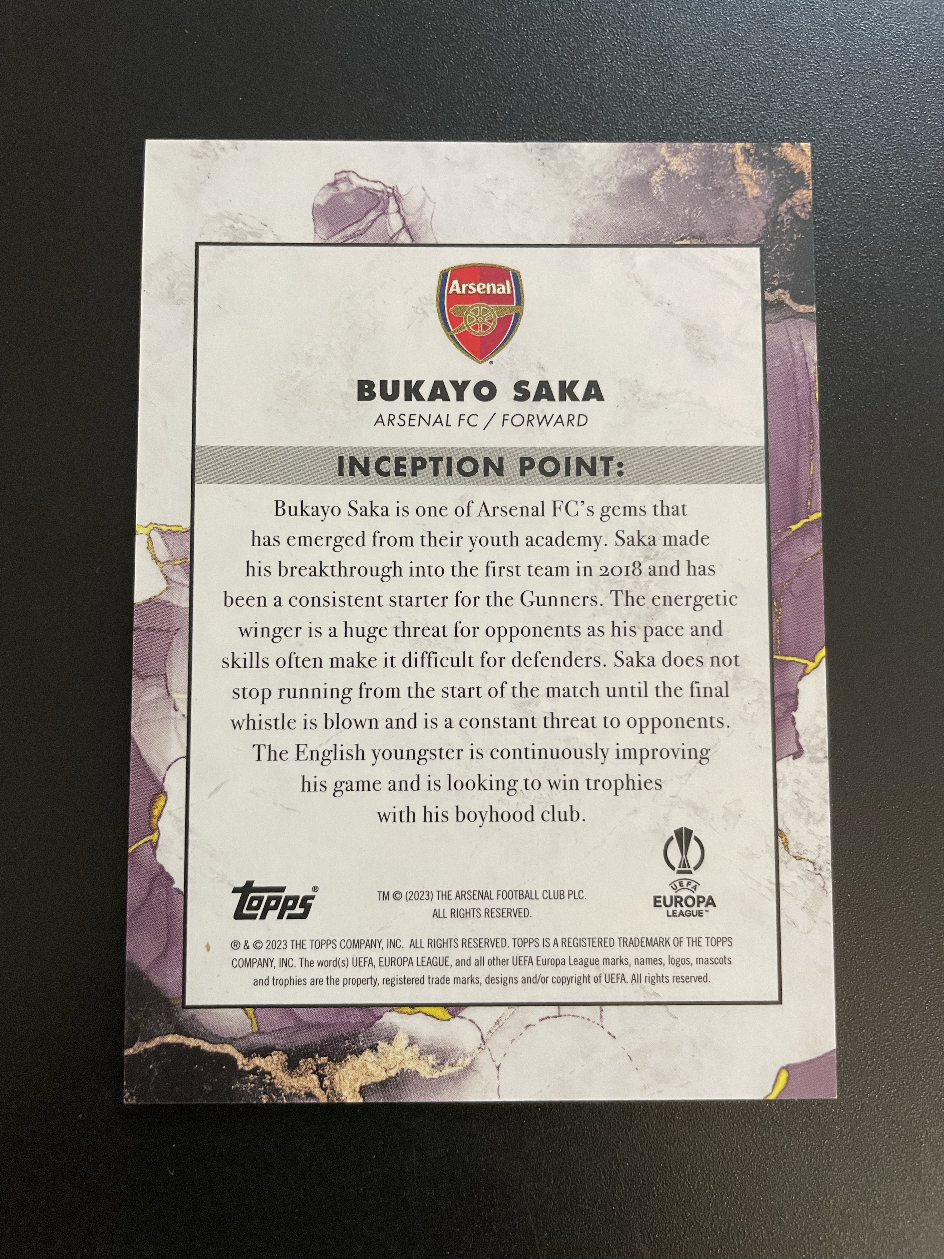2023 Topps inception Bukayo Saka 【hellfire拍卖】topps 盗梦空间系列 阿森纳 英格兰 萨卡 base jjj