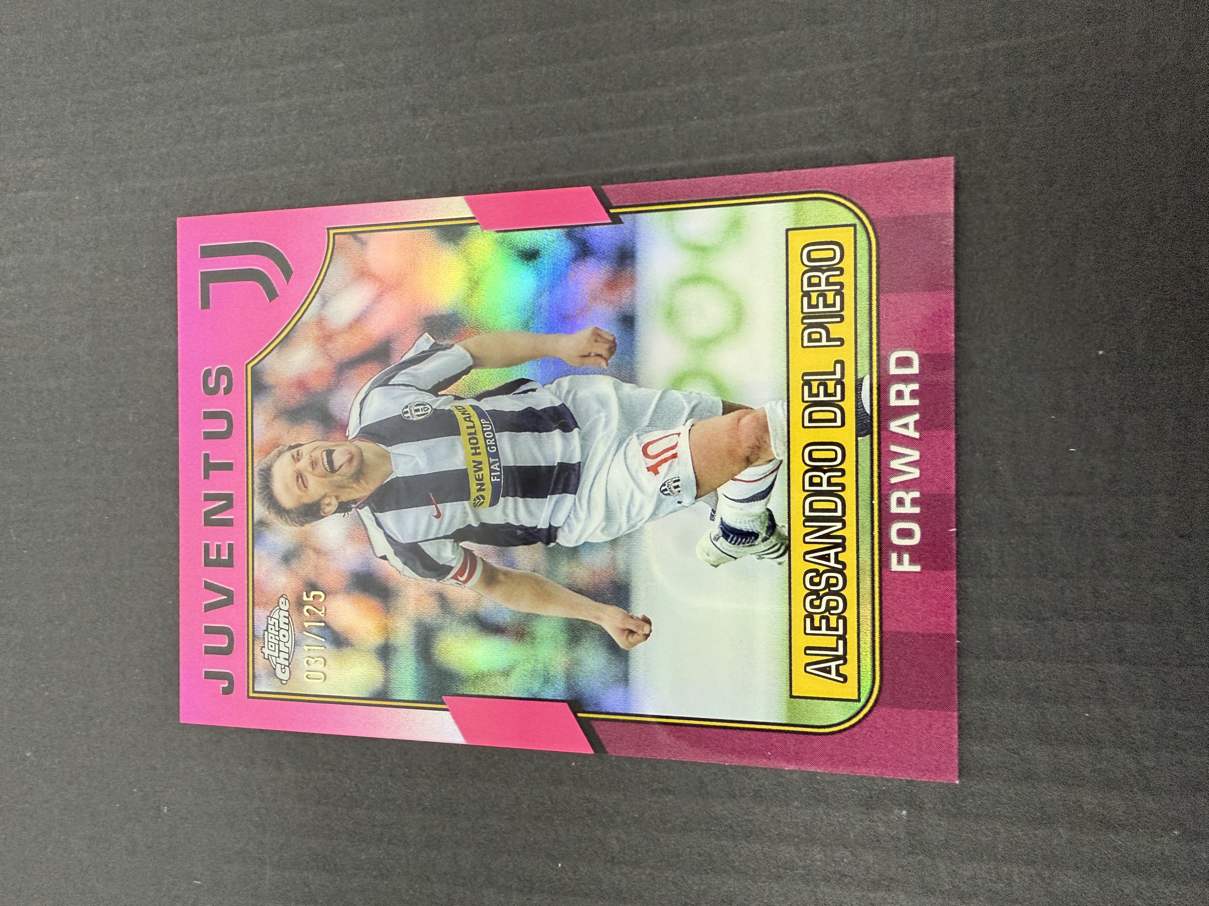 【GOAT山羊拍卖】D哥 2023-24赛季 topps chrome尤文图斯队盒系列 皮耶罗 粉折 /125 招牌庆祝动作 尤文图斯 品相如图