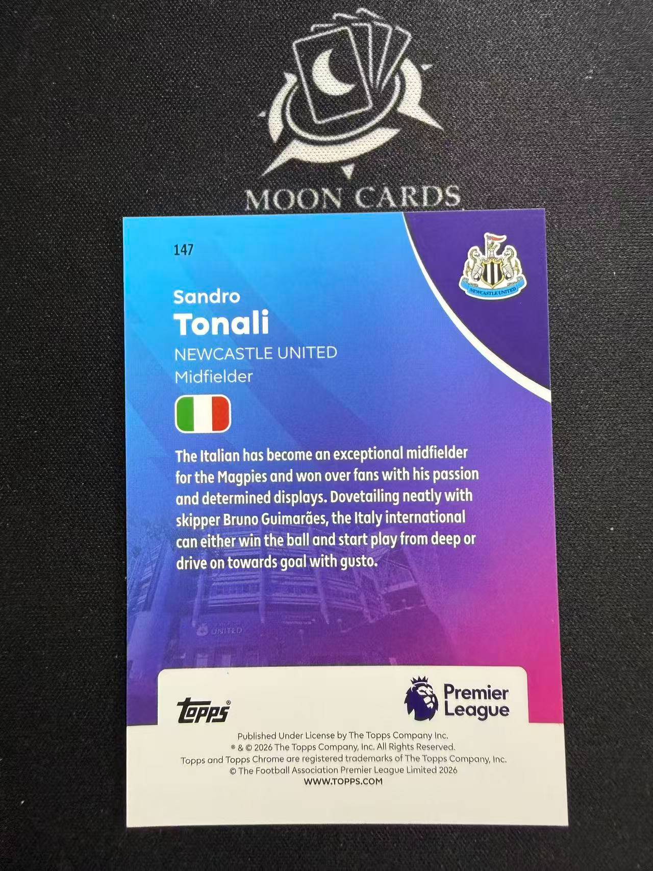 【梦卡拍卖】 2025-26 Topps Premier League Sandro Tonali 桑德罗 托纳利 250编 折射 英超 细节如图 #Ci# 三金喵姐
