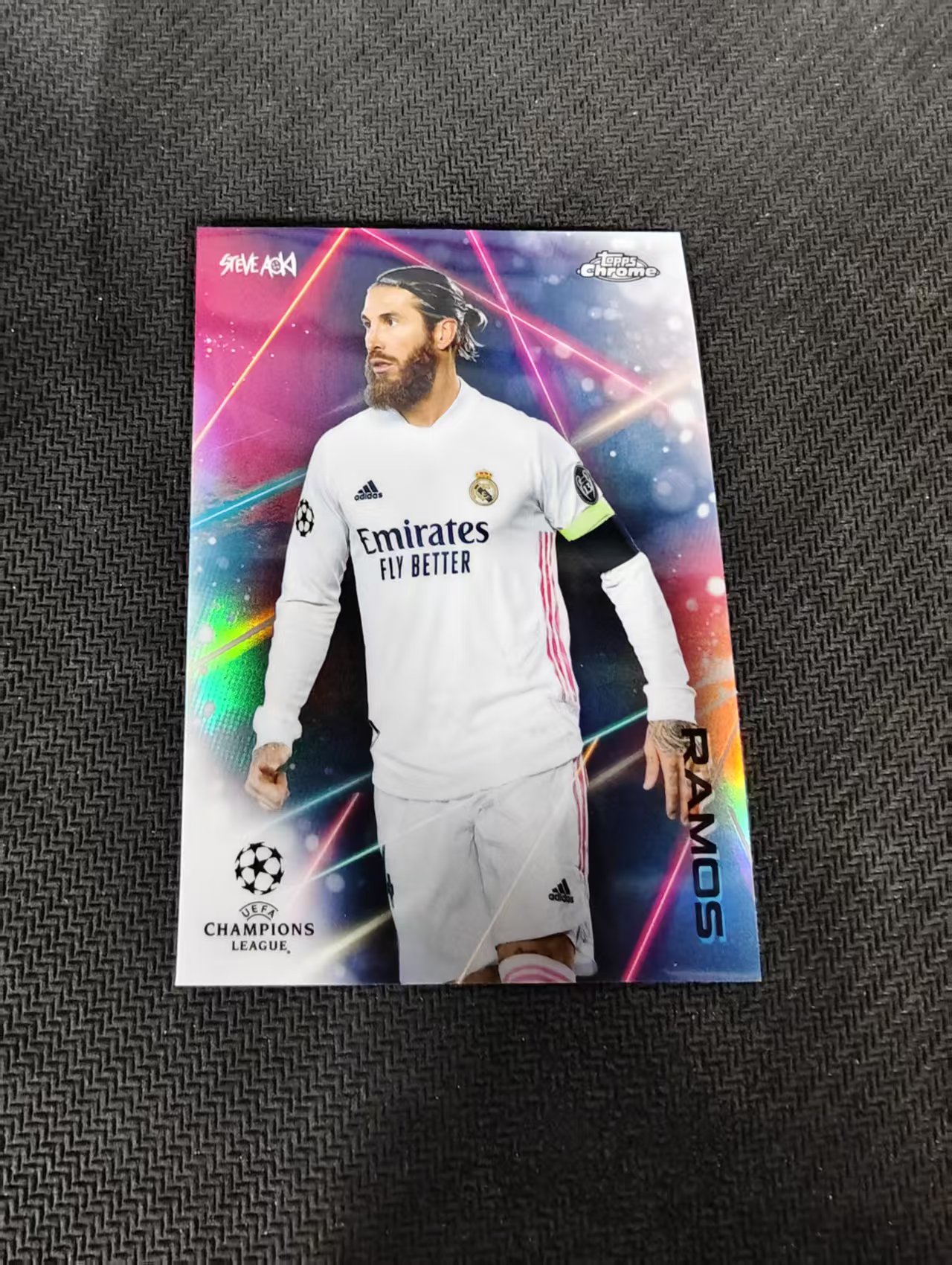 【可合并,不累计】2021 Topps Chrome Sergio Ramos 欧冠 大巴黎 拉莫斯 银折 划痕 边角瑕疵