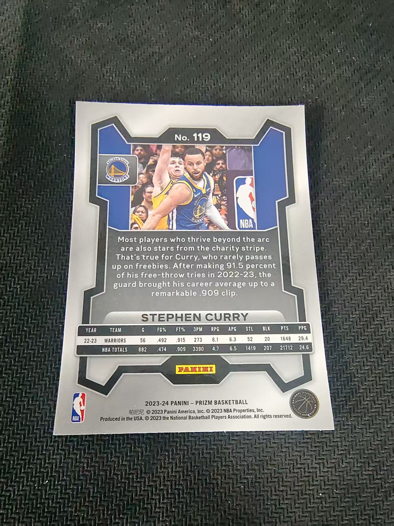 【可合并,不累计】2023-24 Panini Prizm Stephen Curry 斯蒂芬 库里 小学生 勇士 PZ 划痕 边角微瑕 #119
