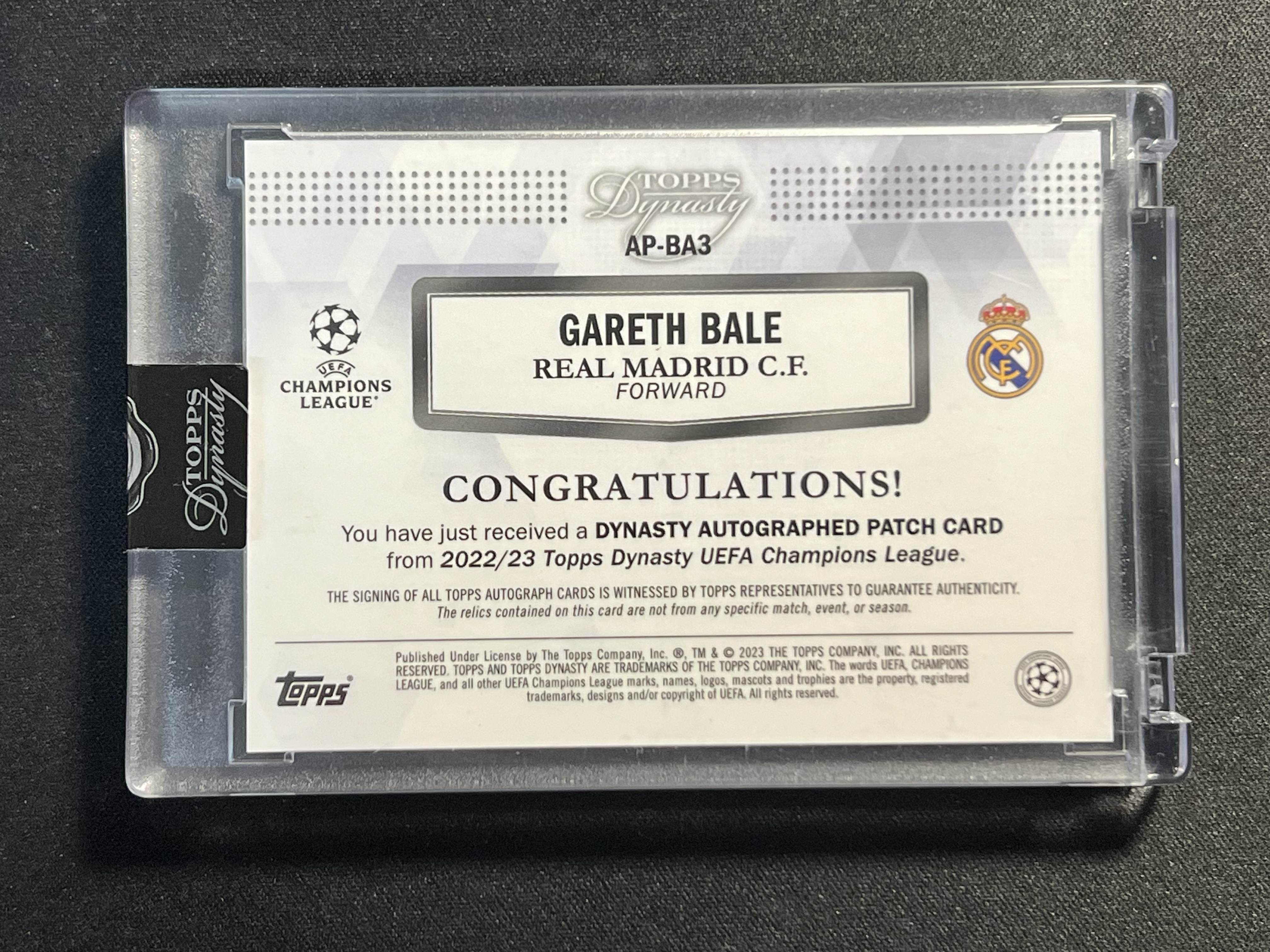 2023 Topps Dynasty Gareth Bale 王朝 加雷斯贝尔 4/10编 签字/卡签!切割GU落场Patch,皇马/皇家马德里,C罗本泽马BBC,热刺,威尔士民族英雄【珞珈拍卖】
