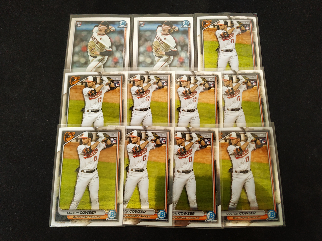 11-8 wdhk 199 【钢蛋儿拍卖】 Topps Bowman Chrome 巨人 11张 RC 新秀 base 海登 伯德桑 Hayden Birdsong 科尔顿 考塞尔 Colton Cowser 等 不保卡品