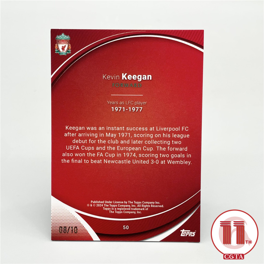 【CGTA /10】2023-24 Topps Chrome Liverpool LFC 利物浦 队盒 凯文基冈 08/10编 黑折base #50 边角印痕如图 英格兰 纽卡斯尔 Kevin Keegan 越秀山2658084 #Atm#