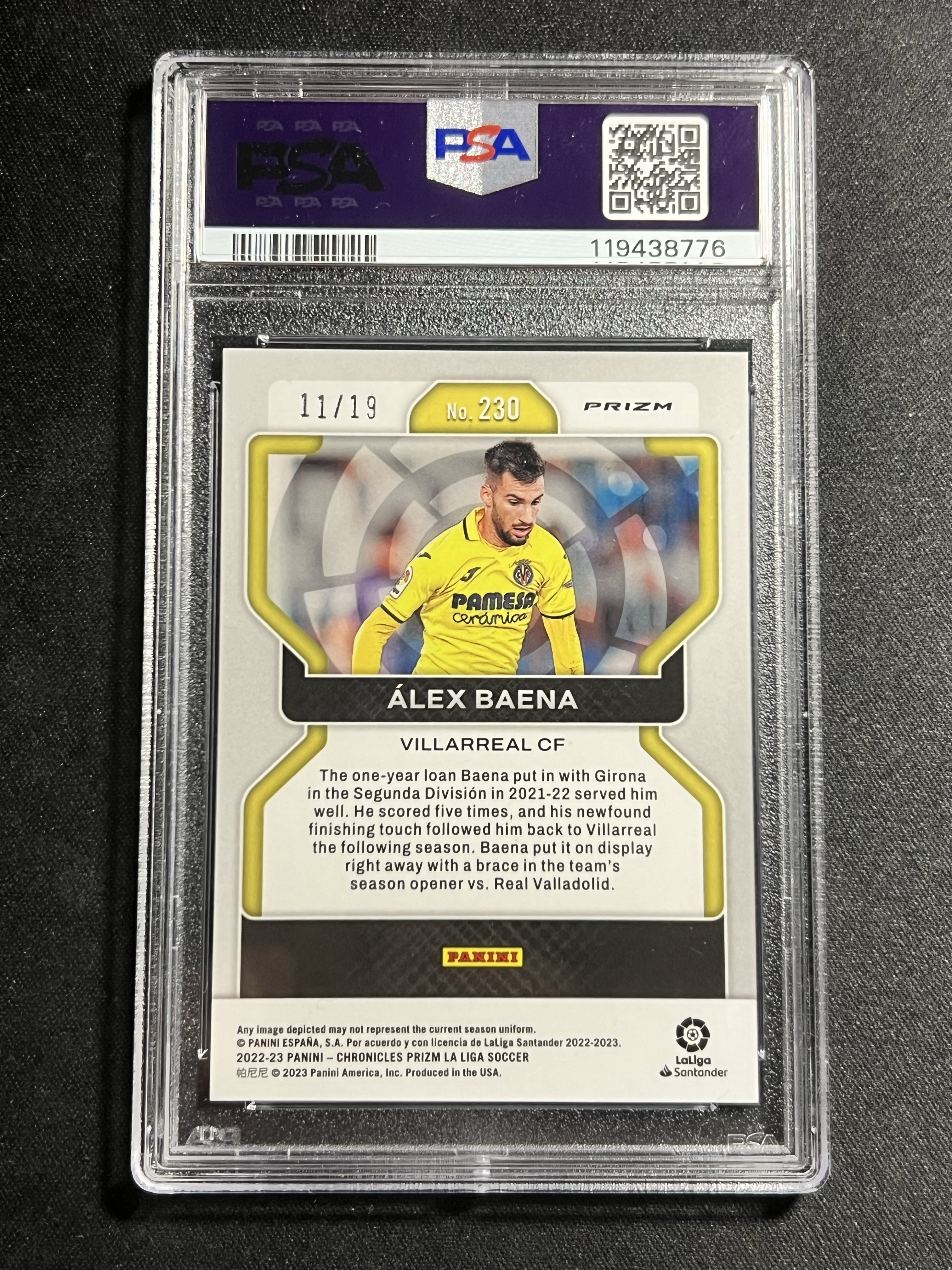 2022-23 Panini Chronicles ALEX BAENA 巴埃纳 11/19编 新秀 粉波纹折 PSA9。比利亚雷亚尔,西班牙大将,马竞/马德里竞技。可乐【珞珈拍卖】