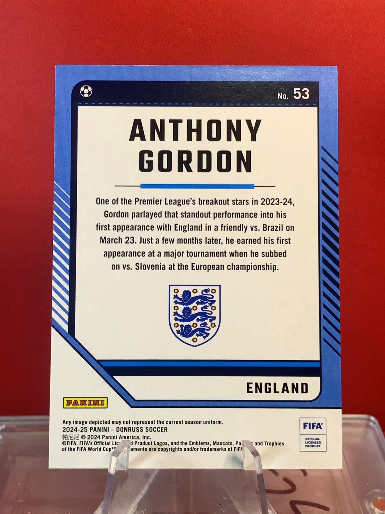 (詹叔代拍)2024-25 Panini Donruss ANTHONY GORDON 杜蕾斯 英格兰 安东尼 戈登 红点点折 红折 69/99编 顺丰寄付 泰山