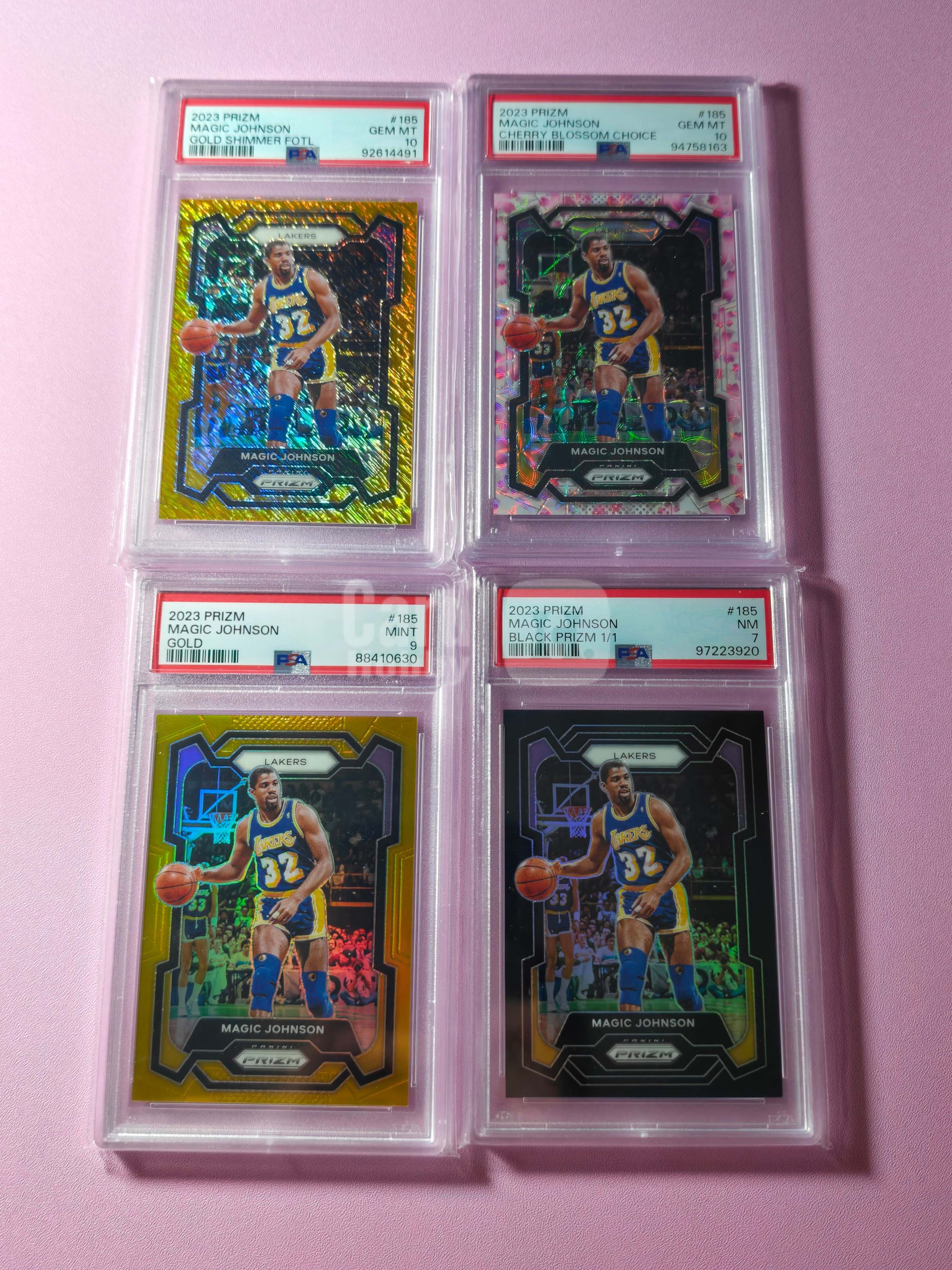 2023-24 Panini Prizm Ervin Johnson 湖人约翰逊4张小彩虹LOT全PSA评级黑折樱花折金折金shimmer折1/1 /10/20稀有大热凑套专收必备OPC【狗刺拍卖】