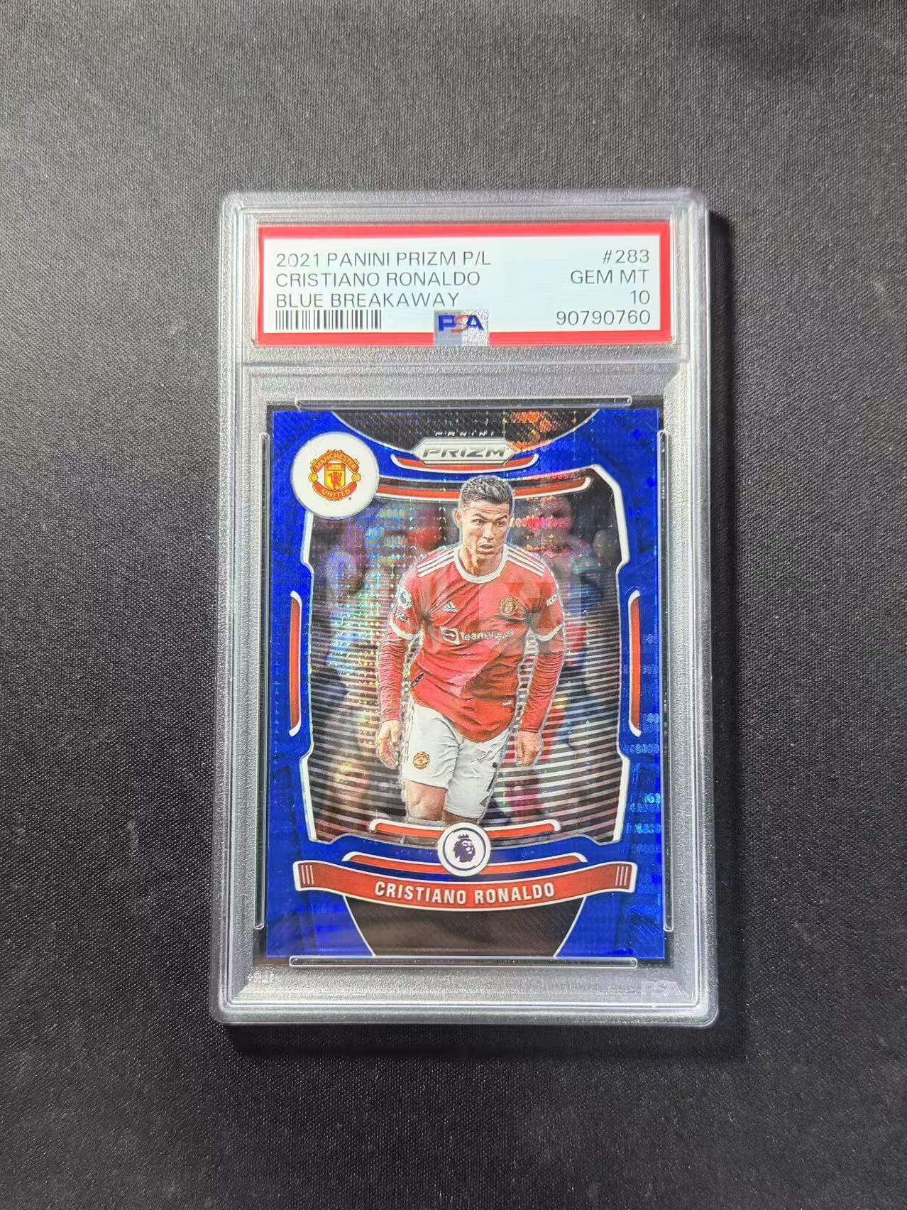 2021-22 Panini Prizm Cristiano Ronaldo 英超PZ C罗 蓝脉冲折 PSA10分 064/199编 赛时卡 罗纳尔多 皇家马德里 皇马 葡萄牙 同套彩虹在售