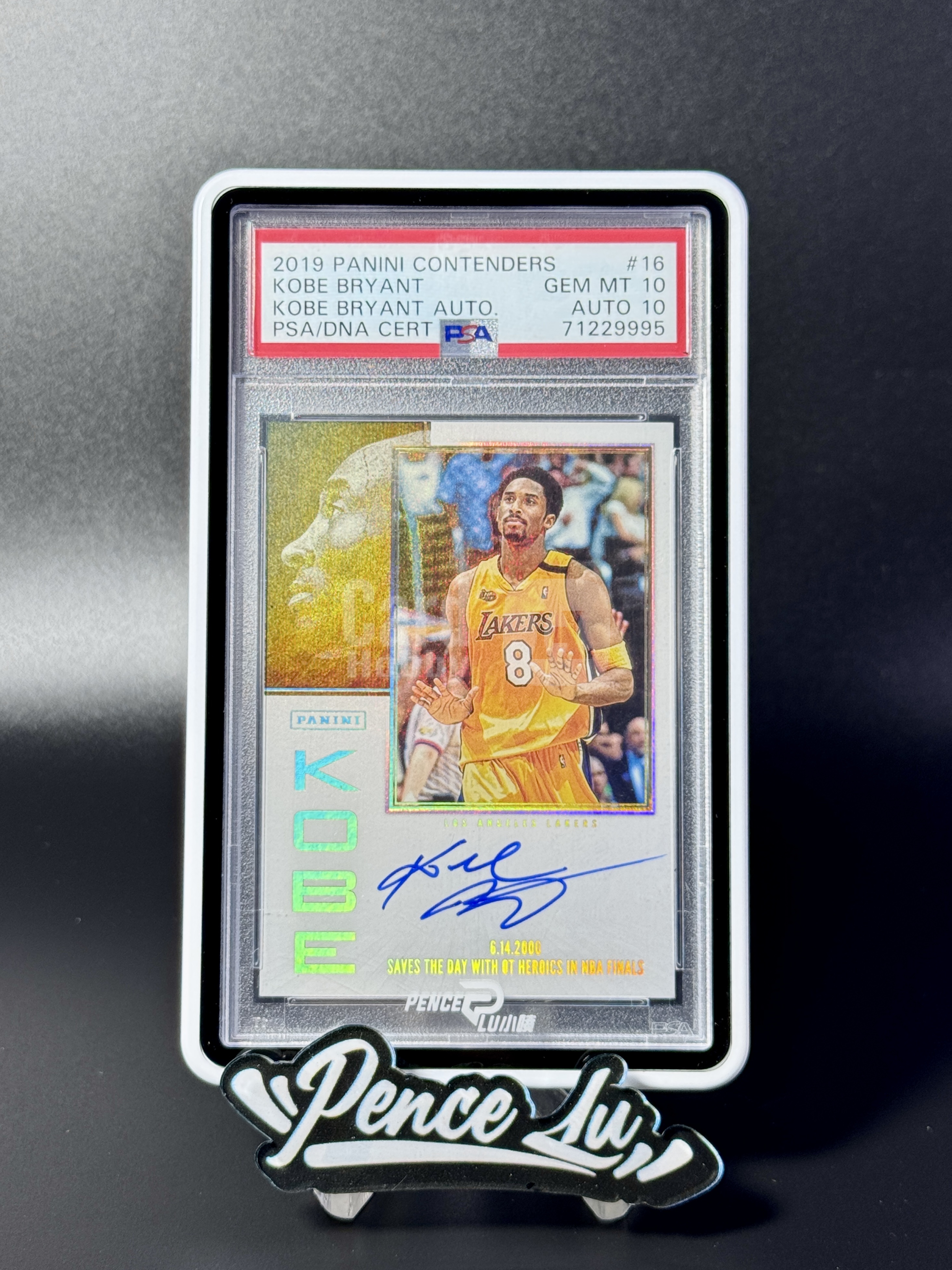 【喷子拍卖】2019-20 panini contenders Kobe Bryant 球票系列 洛杉矶湖人 科比 布莱恩特 签字 生涯经典时刻 卡签 超级sp 插放版 ssp 总决赛带队加时取胜 PSA双10分 完美品相 POP1 MLi