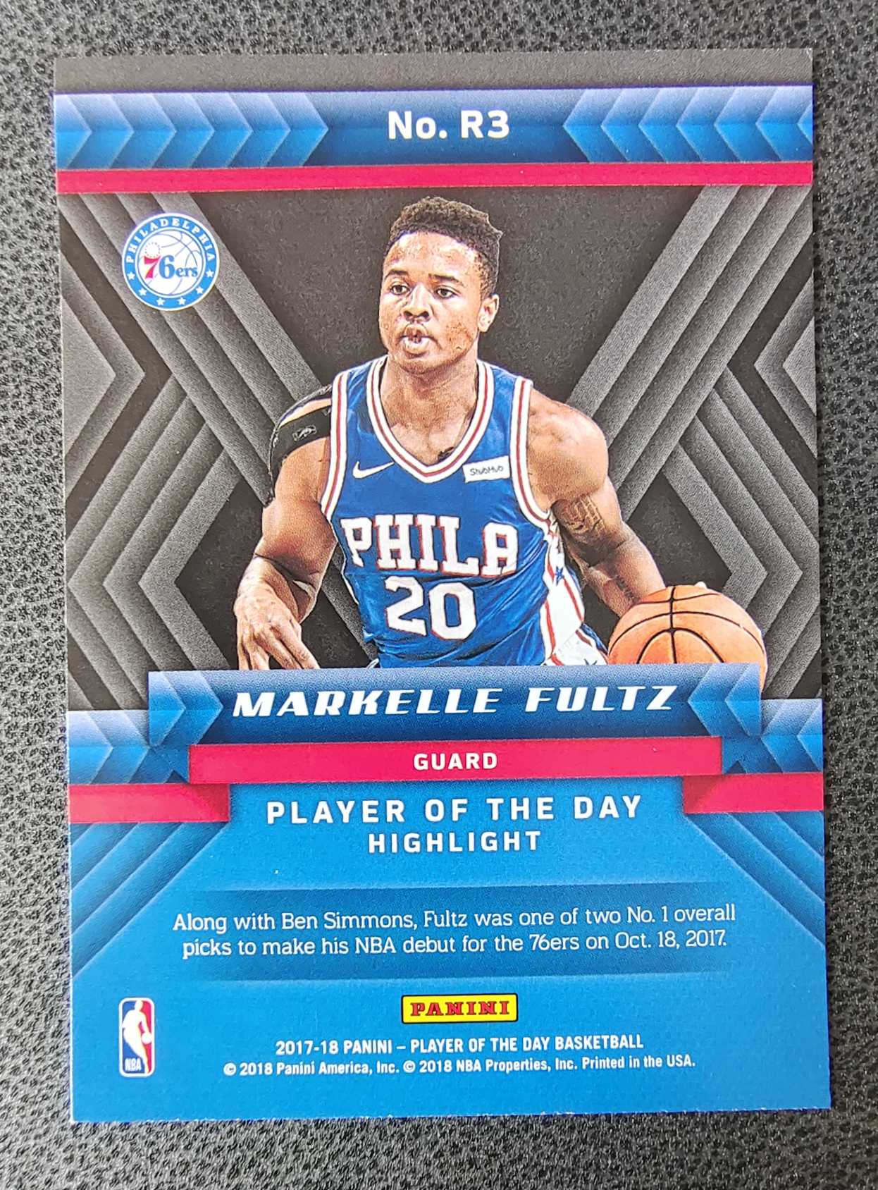 2017-18 Panini Player of the Day Markelle Fultz RC 费城 76人 马克尔 富尔茨 新秀 状元 卡品如图
