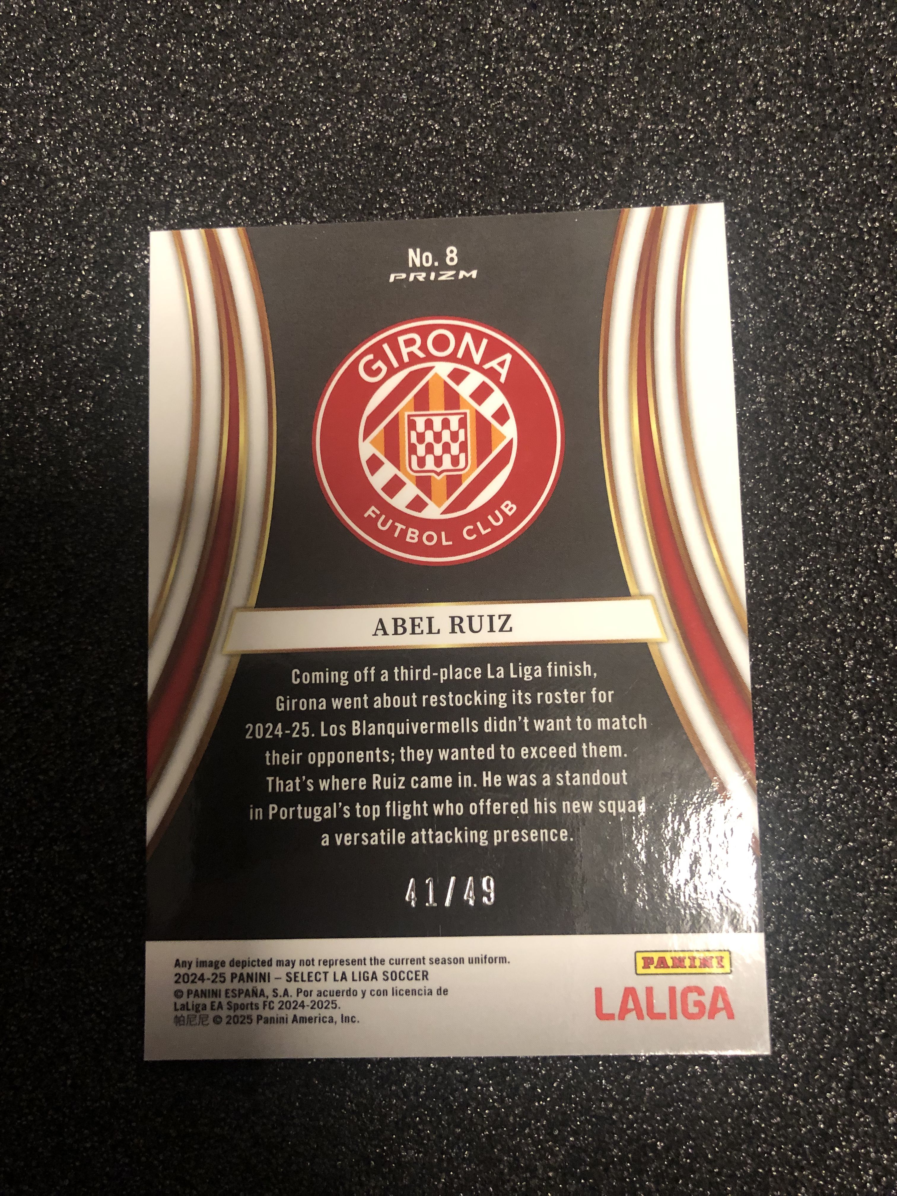 2024-25 Panini Select abel ruiz RC 西甲select 阿韦尔-鲁伊斯 西班牙 赫罗纳 49编 41/49 红波纹折 卡品如图 凑套收藏必备