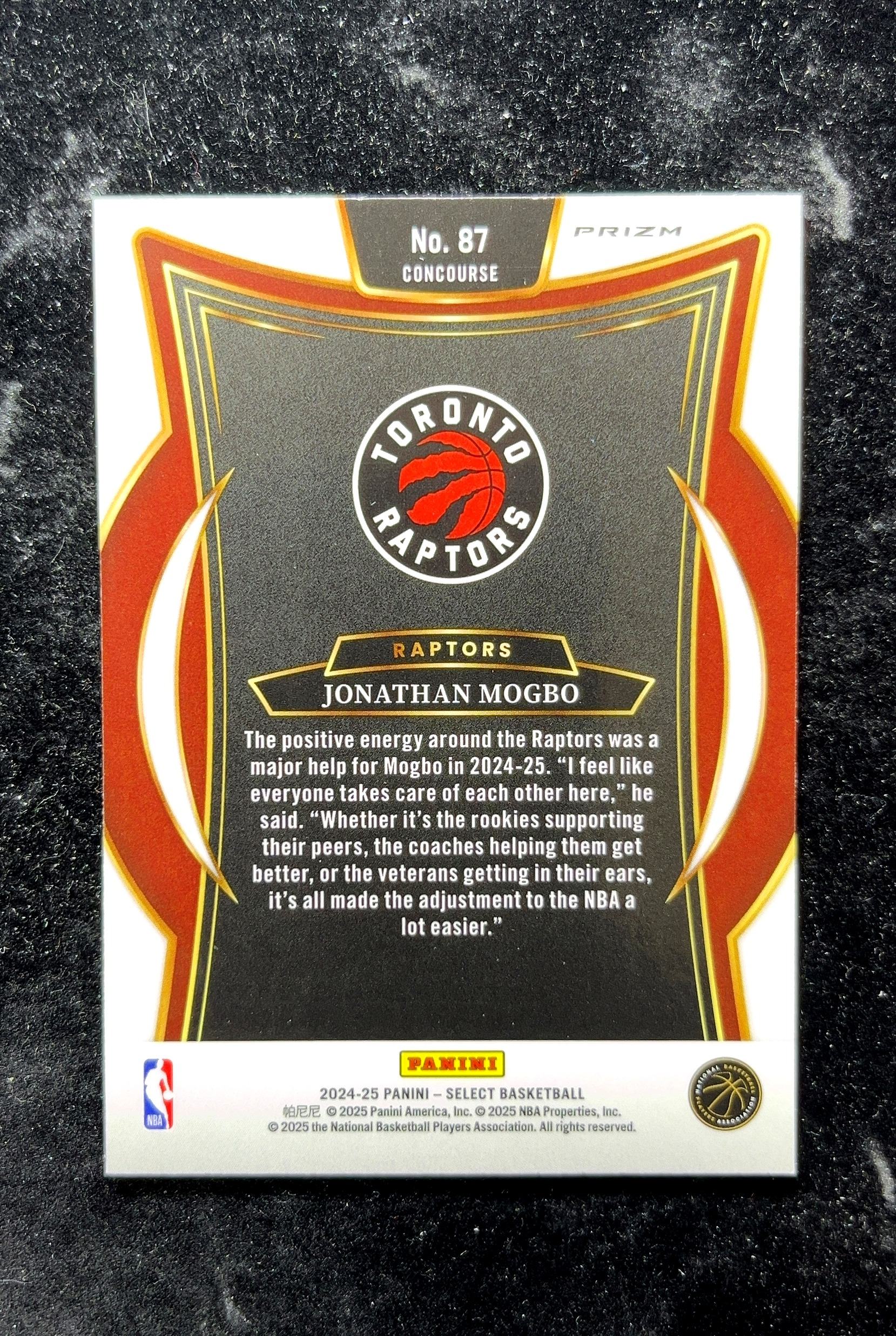 【小白1%代卖】2024 Panini SELECT PRIZM Jonathan Mogbo 乔纳森·莫戈博 绿折 折射 新秀 RC 卡品如图 高价值 #87 Toronto 0702