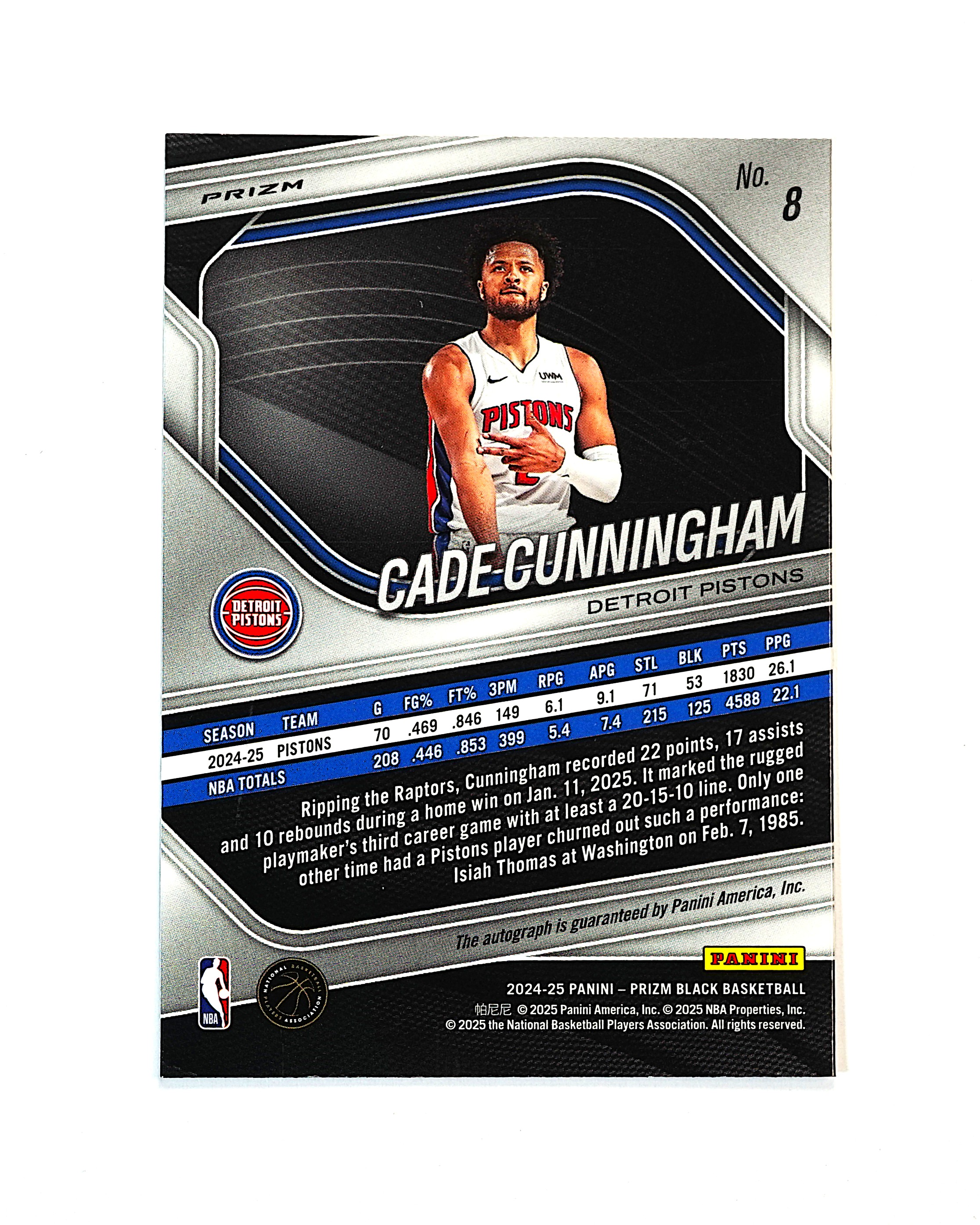 2024-25 Panini Prizm Black Cade Cunningham 凯德 康宁汉姆 签字 银折 招牌动作 正base签 活塞 坎宁安 凑套专收必备 墨迹如图卡品微瑕如图【DD】第二张