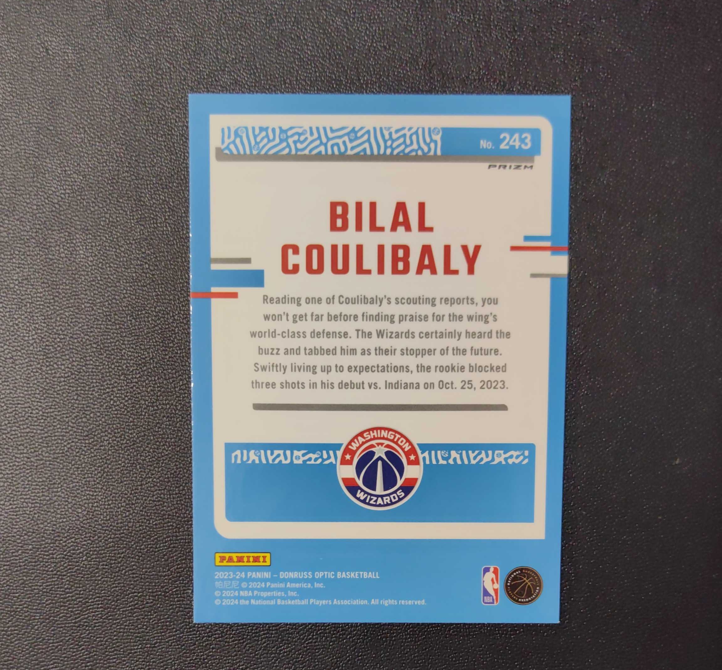 2023-24 Panini optic Bilal Coulibaly RC op 奇才 比拉尔 库利巴利 棋盘折 大比例 ssp 折射 大比例 SP 东契奇 sga 库里 文班亚马 詹姆斯
