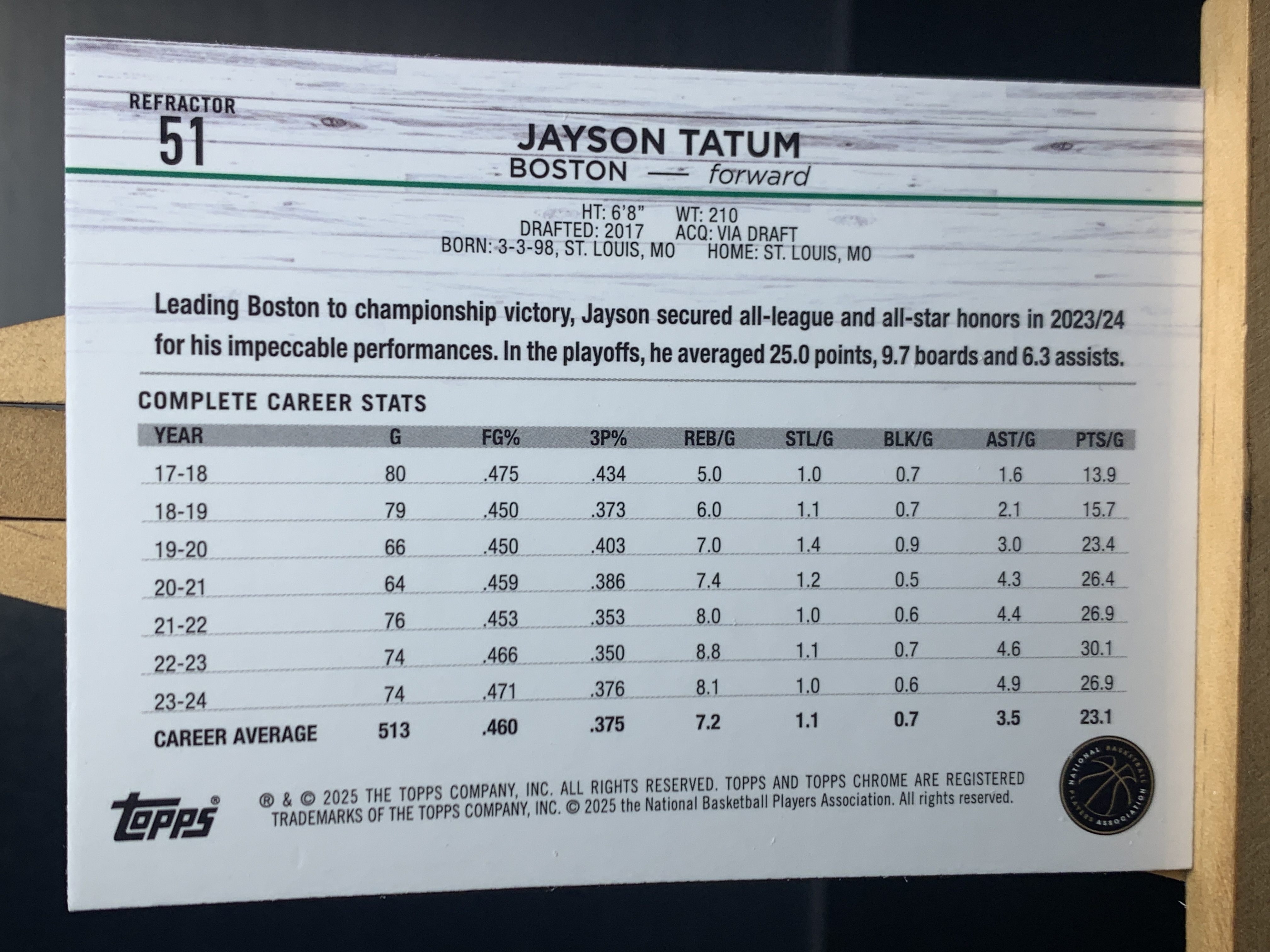 (K2) 2025 TOPPS 折射 塔兔 塔图姆 近期大热球星 收藏必备 卡品如图 ! ! !