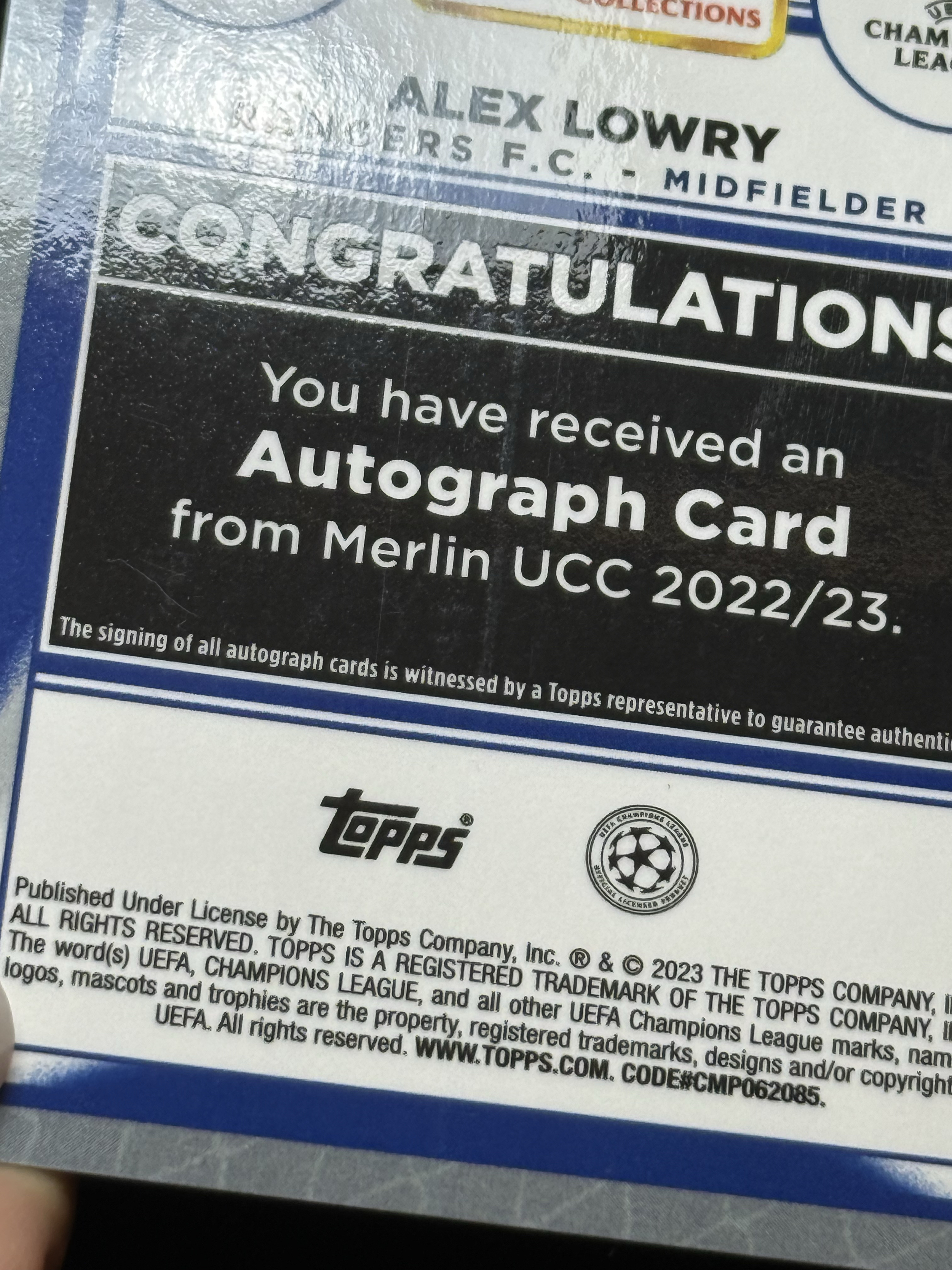 2022-23 Topps Merlin Alex Lowry RC 【小贝代拍】欧战 梅林 流浪者 新秀 亚历克斯 洛瑞 银折 签字 瑕疵如图 拍前看描述 H EW