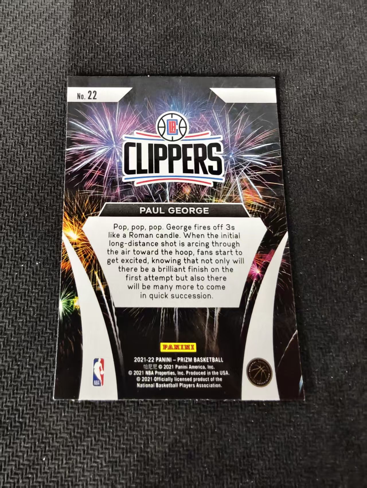 【可合并,不累计】2021-22 Panini Prizm Paul George 保罗 乔治 泡椒 快船 Fireworks 烟花特卡 不保卡品 介意勿拍 #22